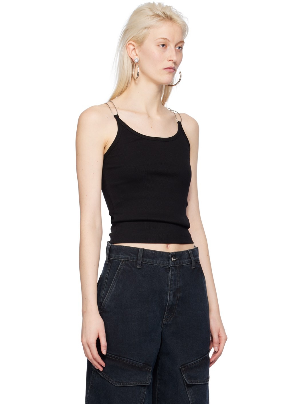 Black Wire Strap Tank Top - 2