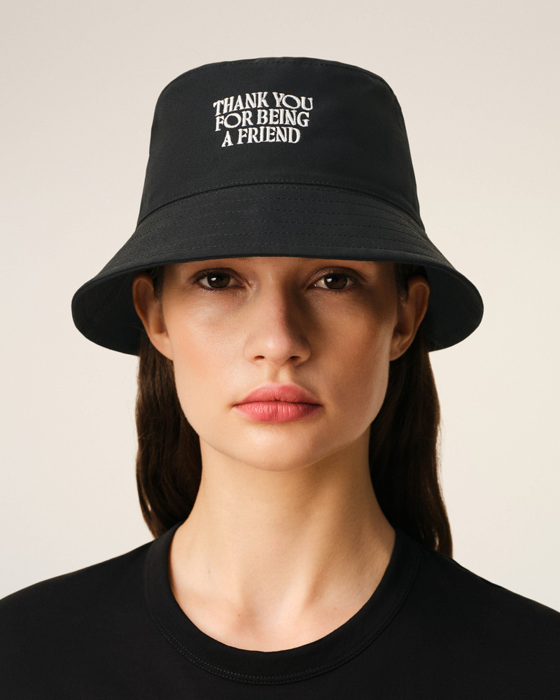 AMI Paris BLACK COTTON THANK YOU FOR BEING A FRIEND EMBROIDERY HAT outlook