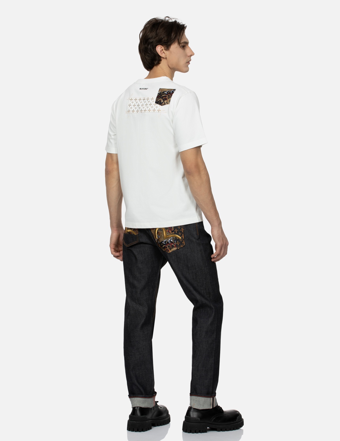 SEAGULL EMBROIDERY AND BROCADE PATCHED CARROT FIT DENIM JEANS #2017 - 3