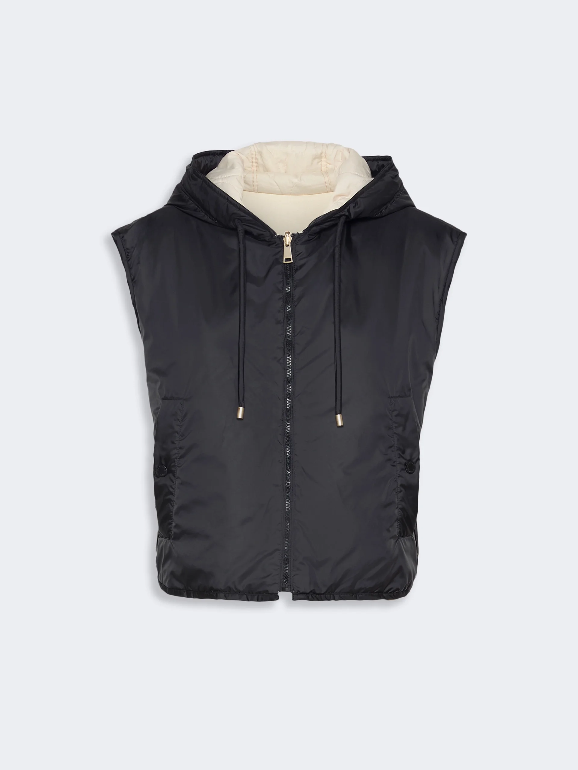 ACCENNI Reversible water-repellent canvas padded gilet - BLACK - 1