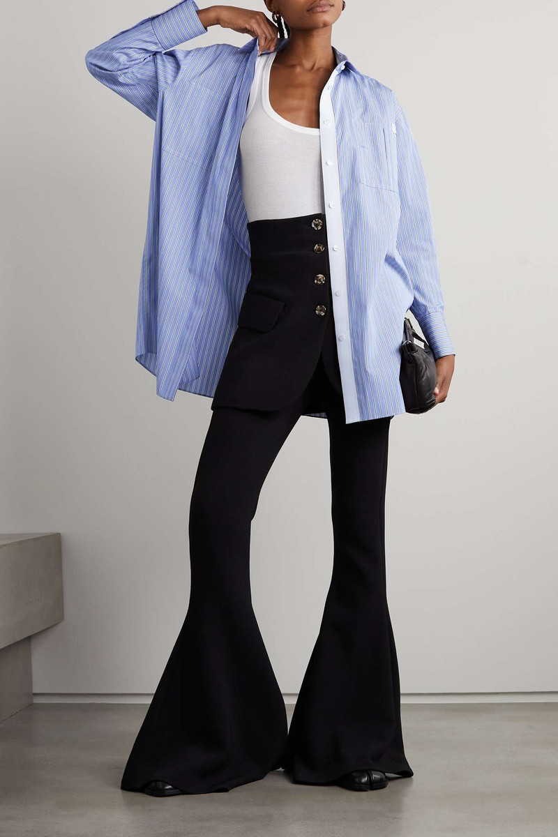 sacai + Thomas Mason embroidered striped cotton-poplin shirt outlook