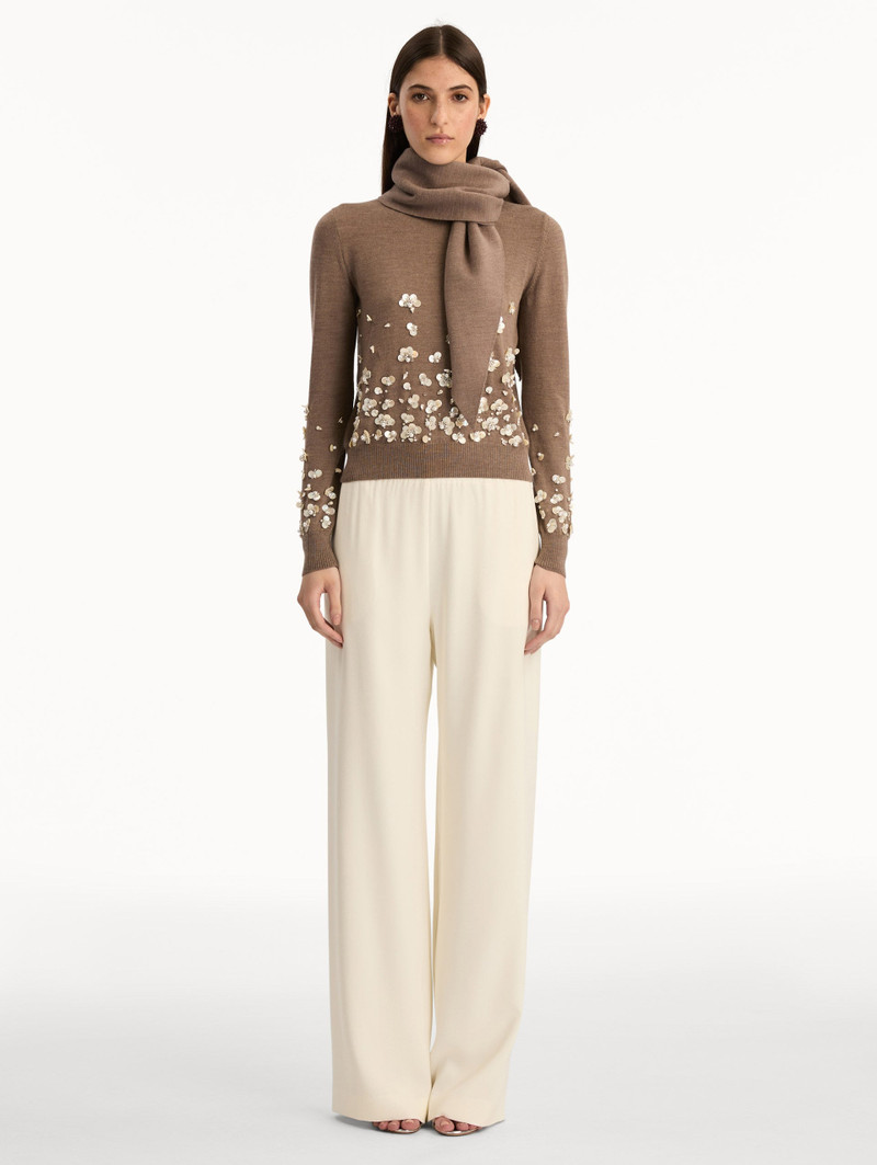 MOTHER OF PEARL EMBROIDERED PULLOVER WITH SCARF 3