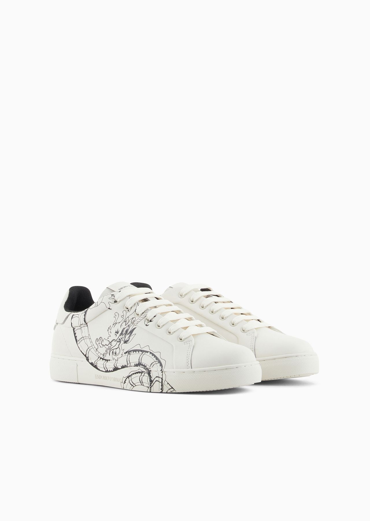 dragon-print leather sneakers - 2