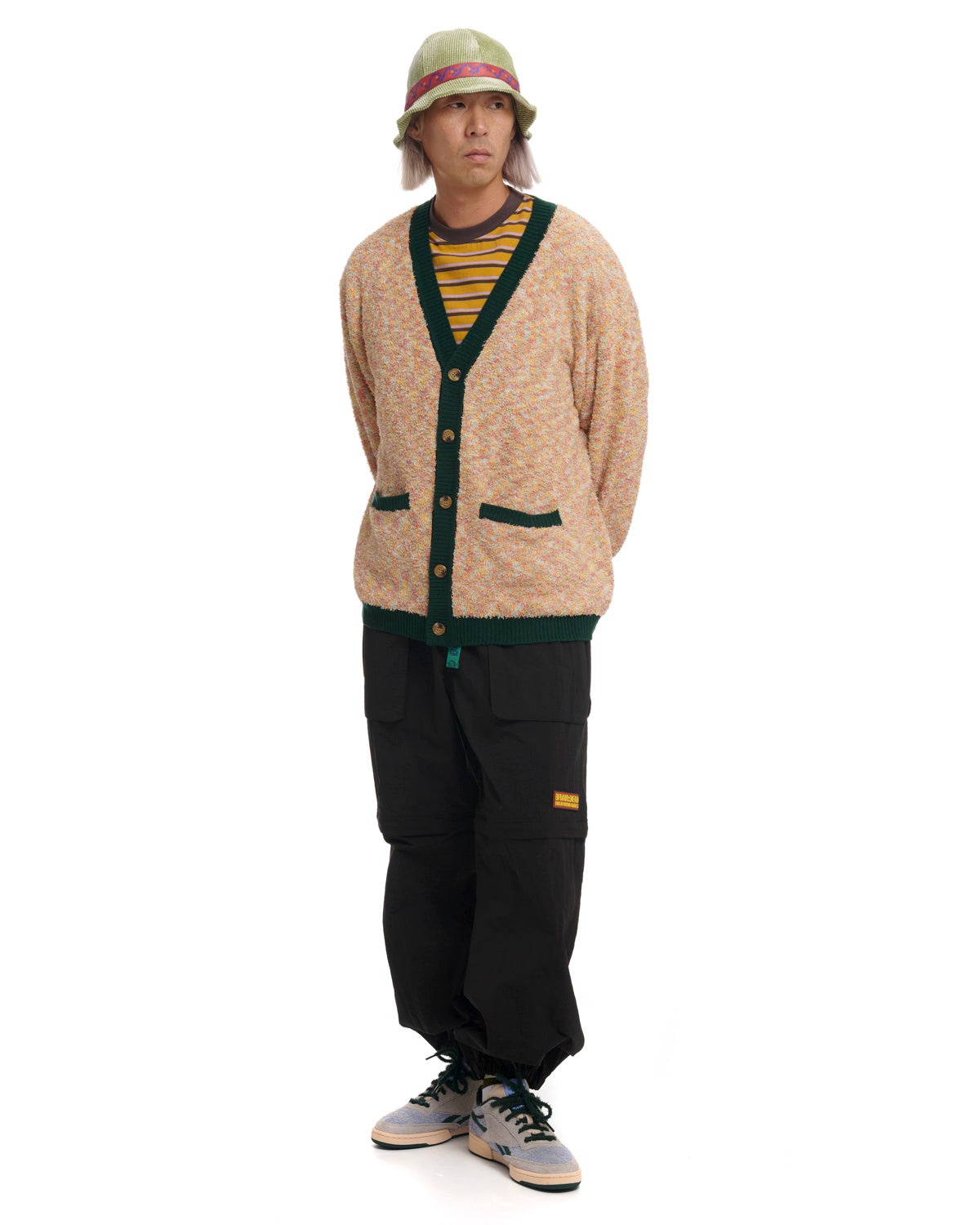 Teddy Fur Striped Cardigan - Brown Multi - 6