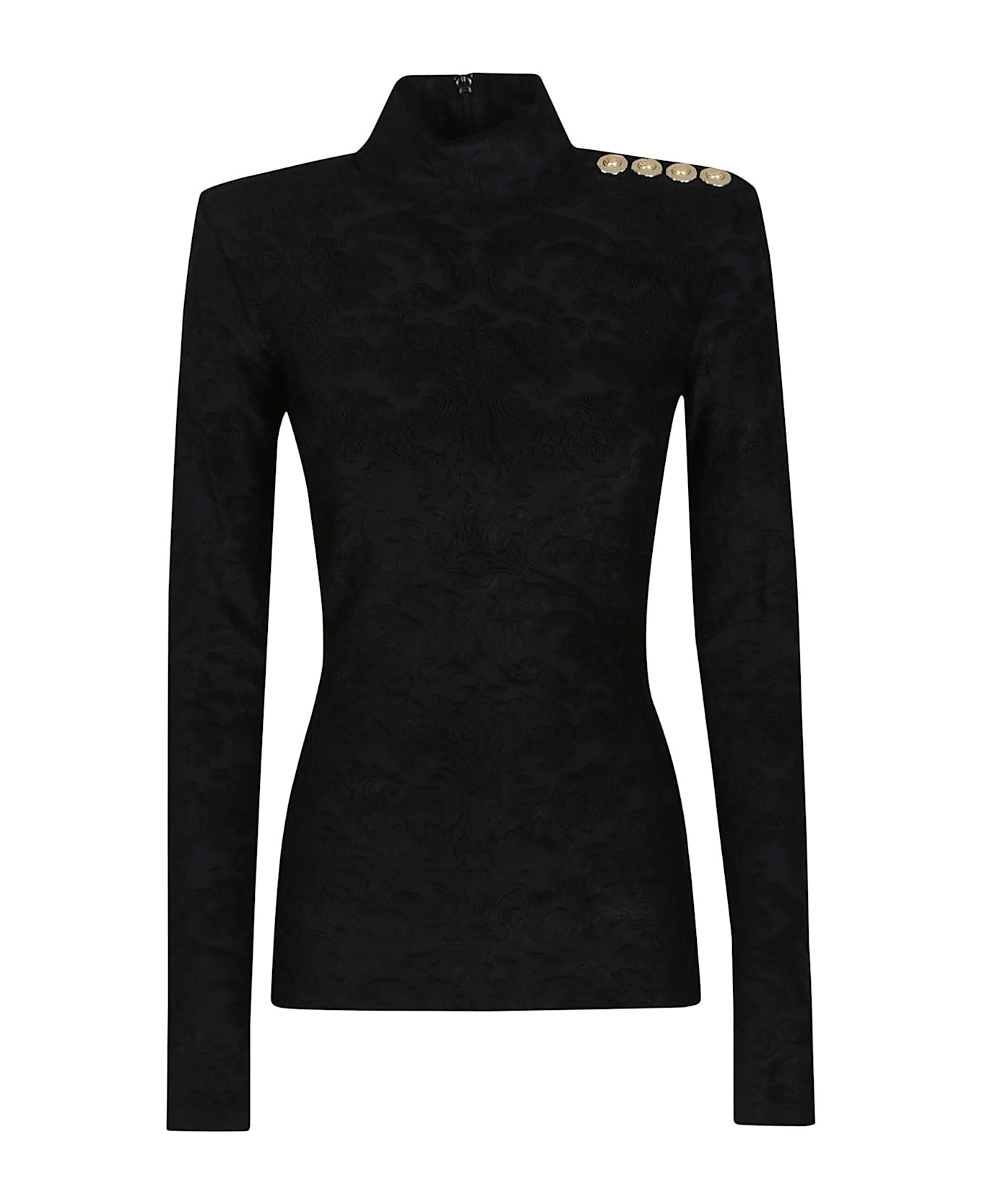 Buttoned Ls Bouclette Baroque Top - 1
