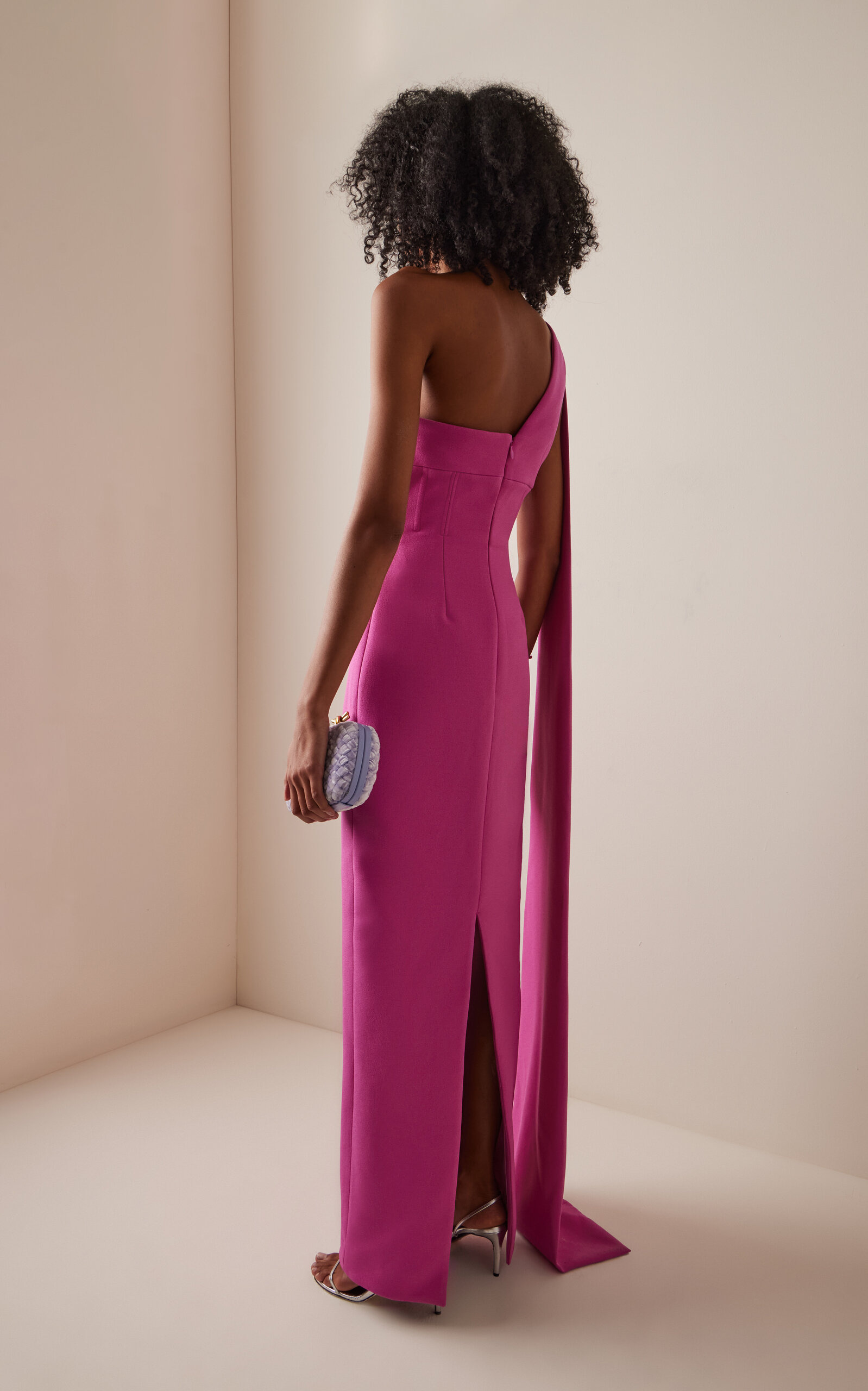 Clara Single Shoulder Capelet Gown pink - 4