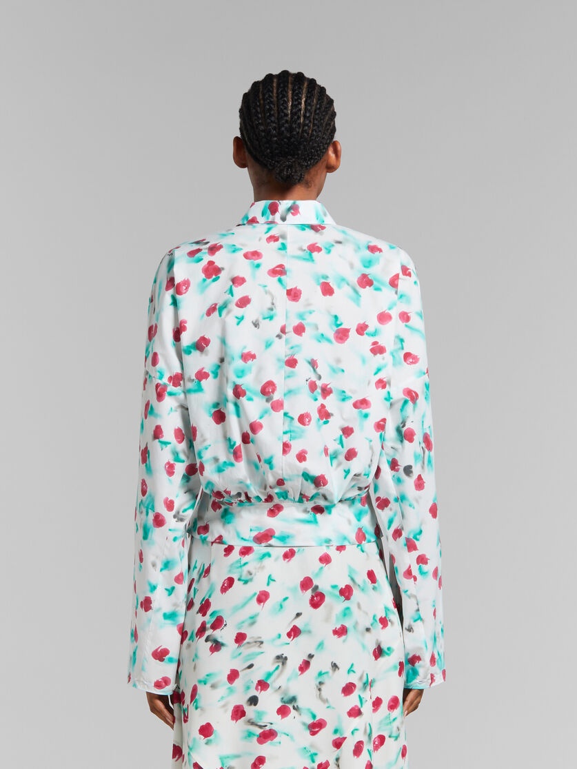 WHITE POPLIN GATHERED SHIRT WITH REVERIE PRINT - 3