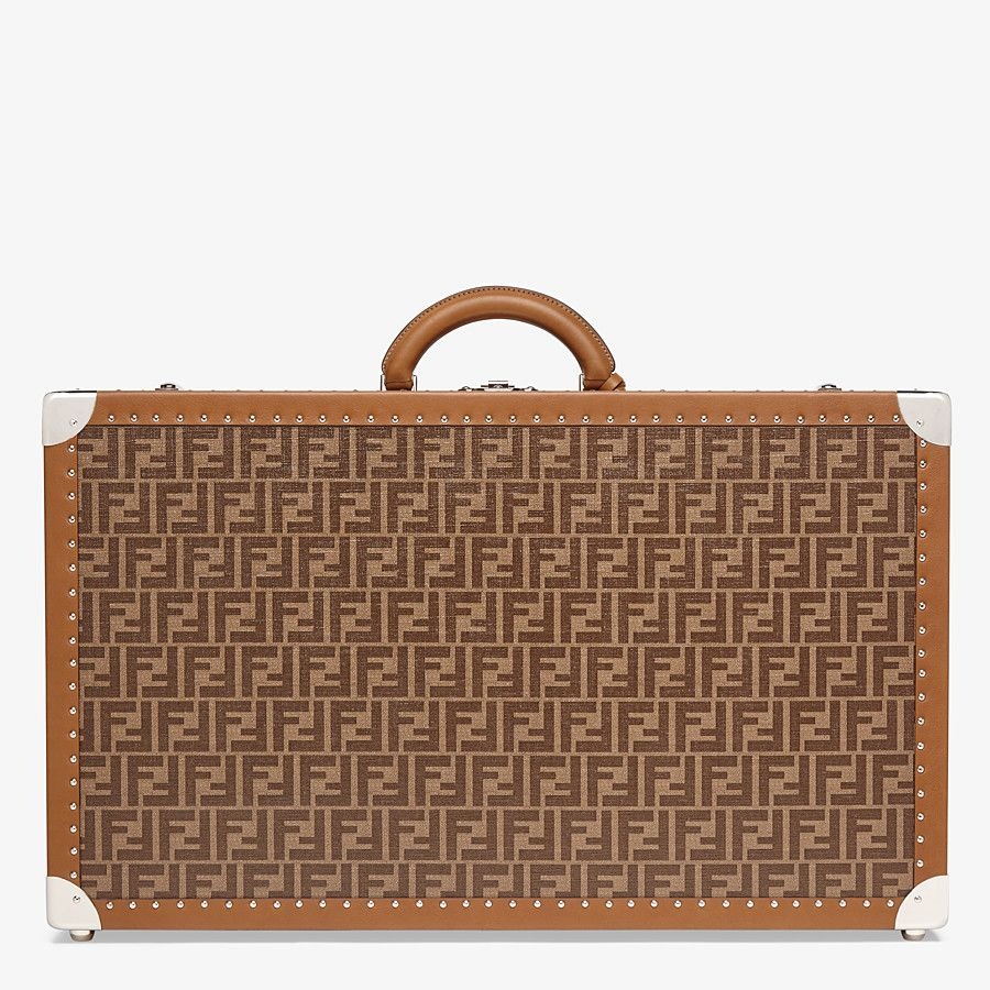 Brown fabric suitcase - 3