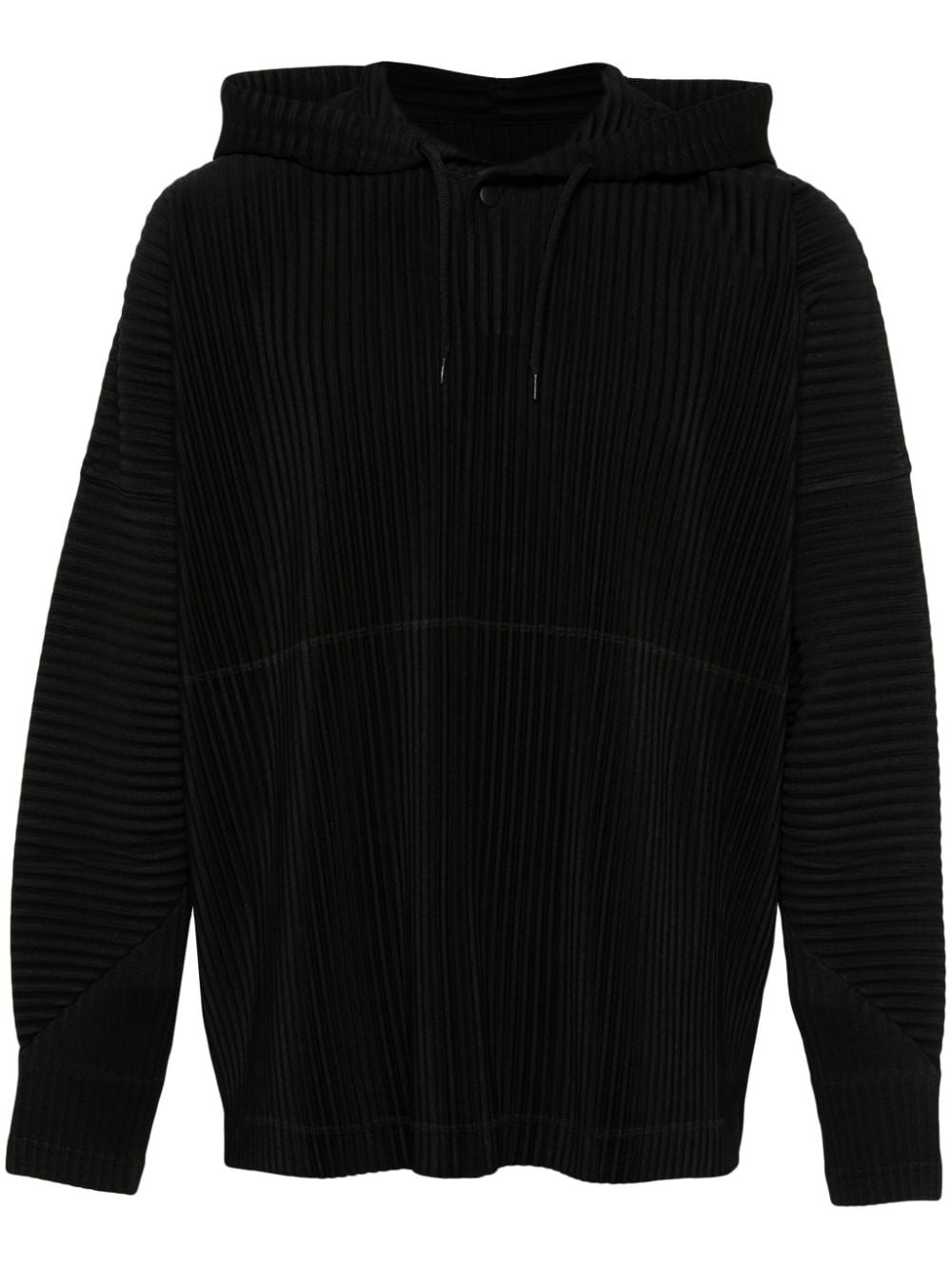 pleated drawstring hoodie - 1