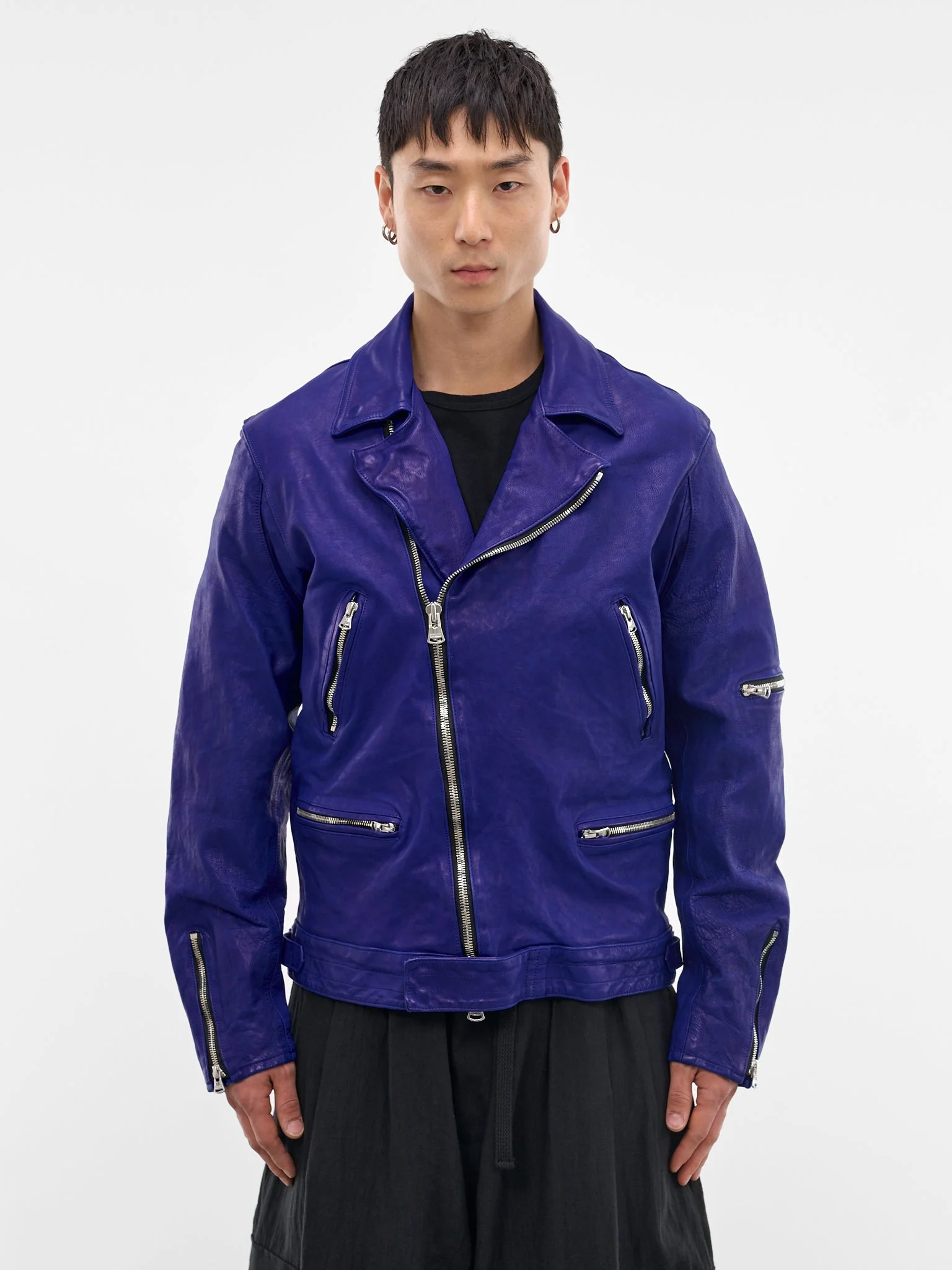 Blue Leather Double-Rider Jacket - 1