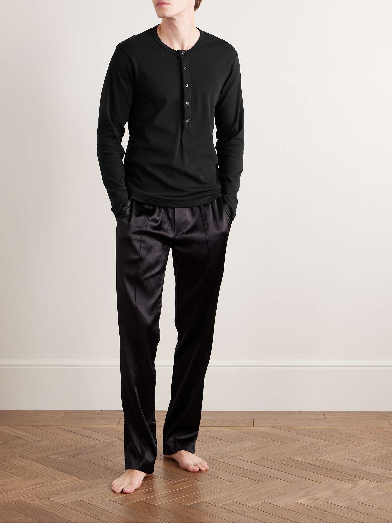 Stretch-Cotton Jersey Henley Pyjama T-Shirt - 2