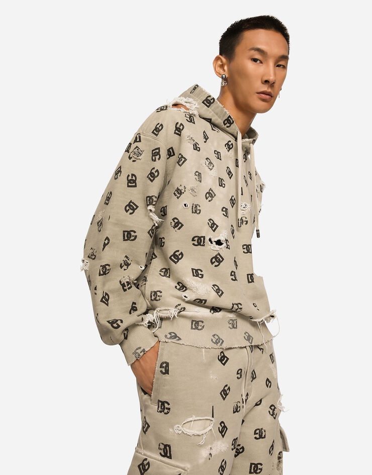 Dolce & Gabbana Men's Jersey Hoodie with DG Print