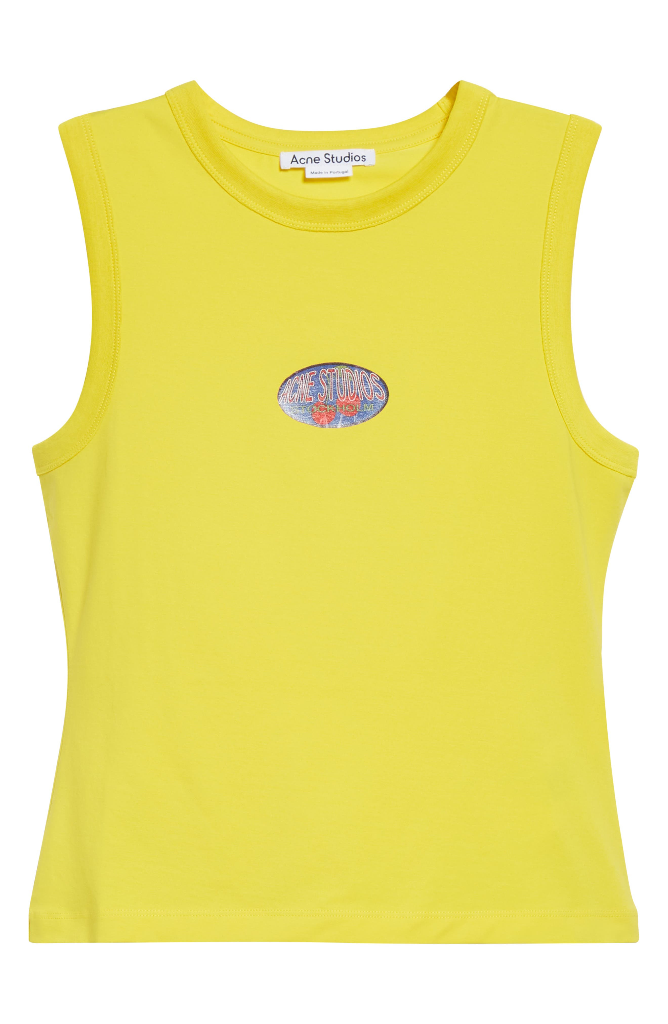 Acne Studios Etch Market Stretch Cotton Tank in Bright Yellow at Nordstrom - 6