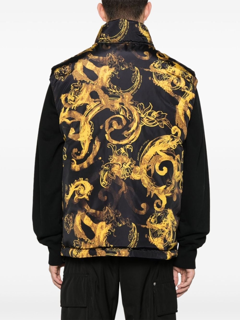 baroque-print reversible padded gilet - 4