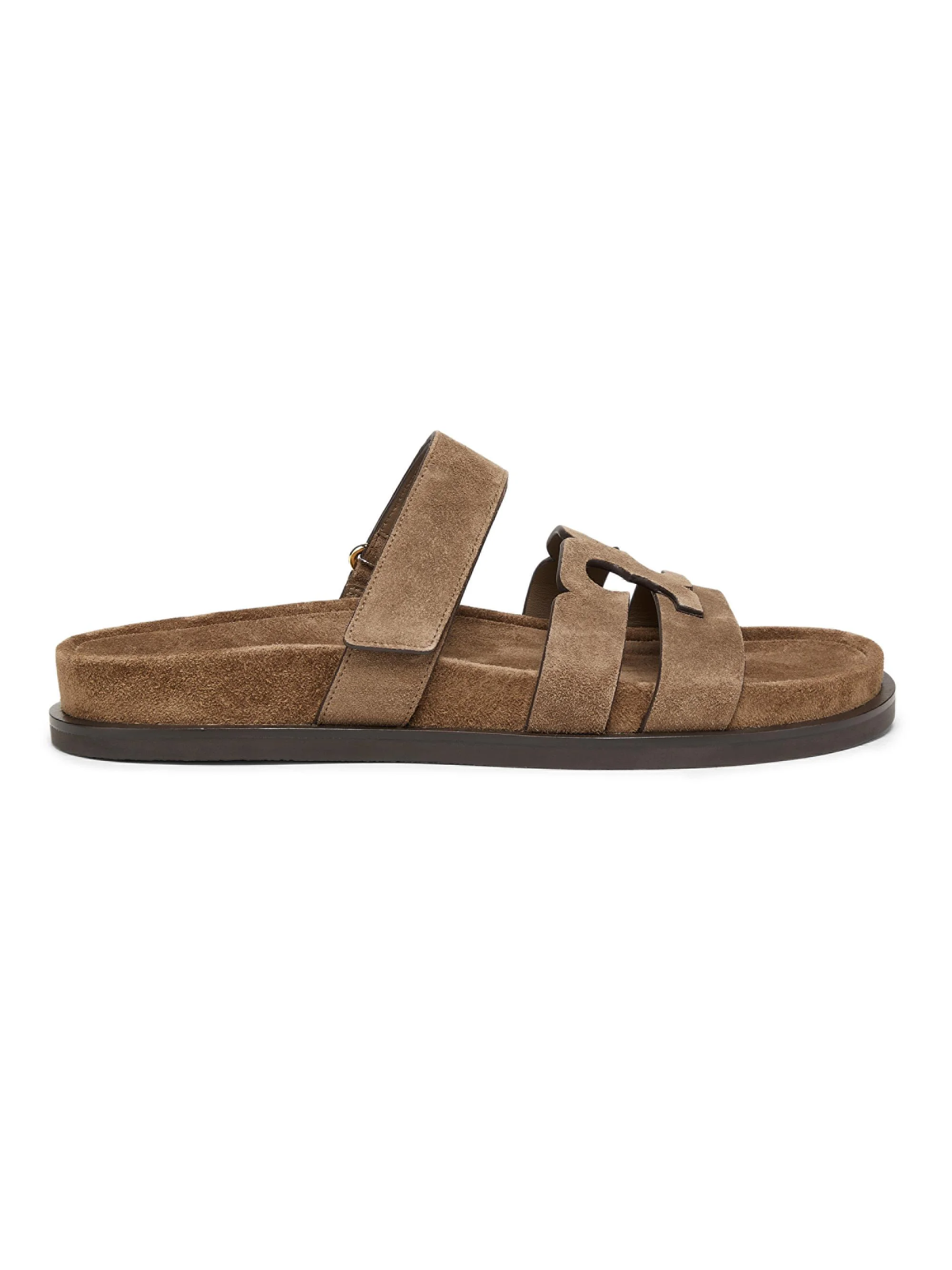 Women's Ines Logo-Detailed Suede Slide Sandals - River Rock - 1