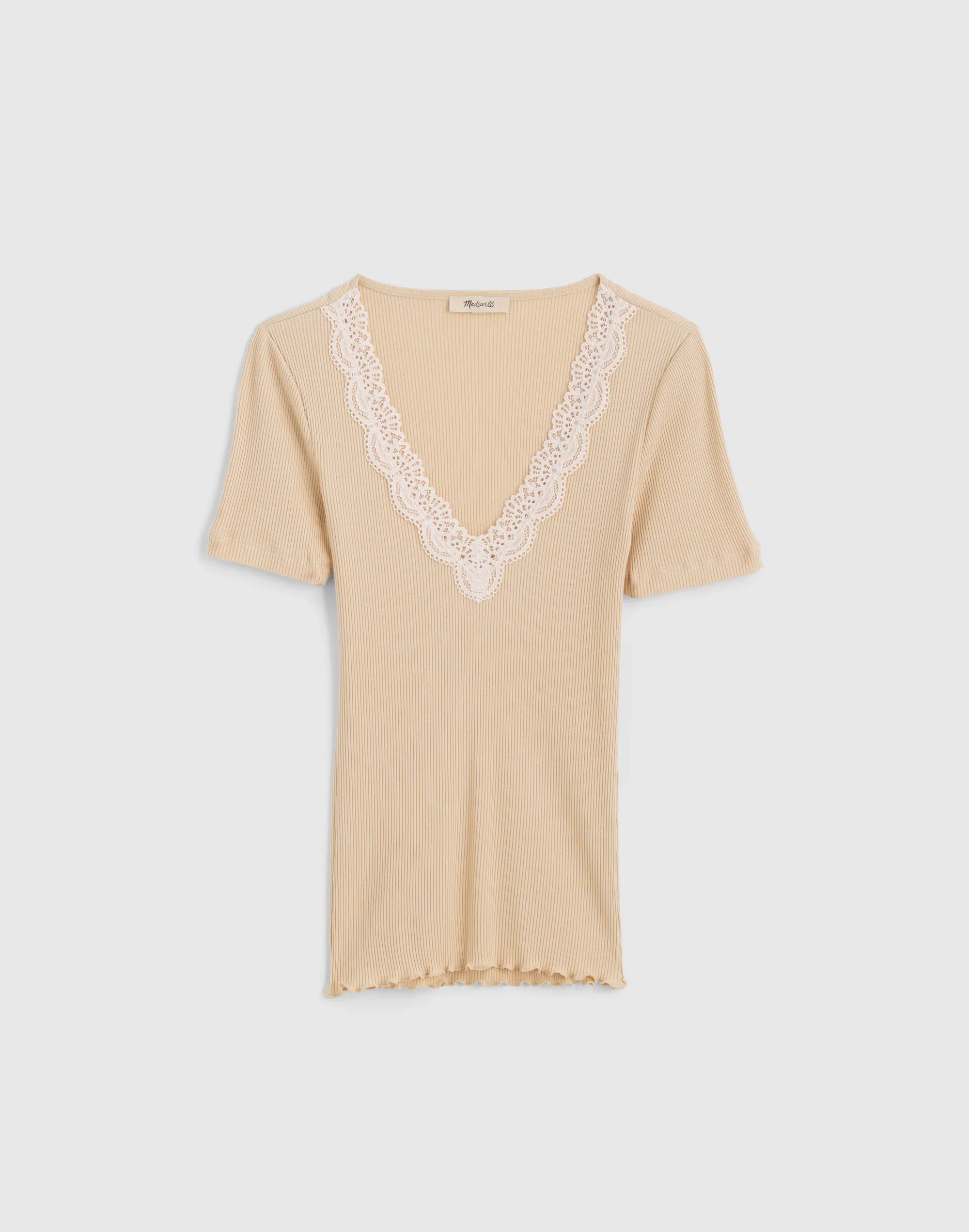 Lace-Trim V-Neck Top - 1