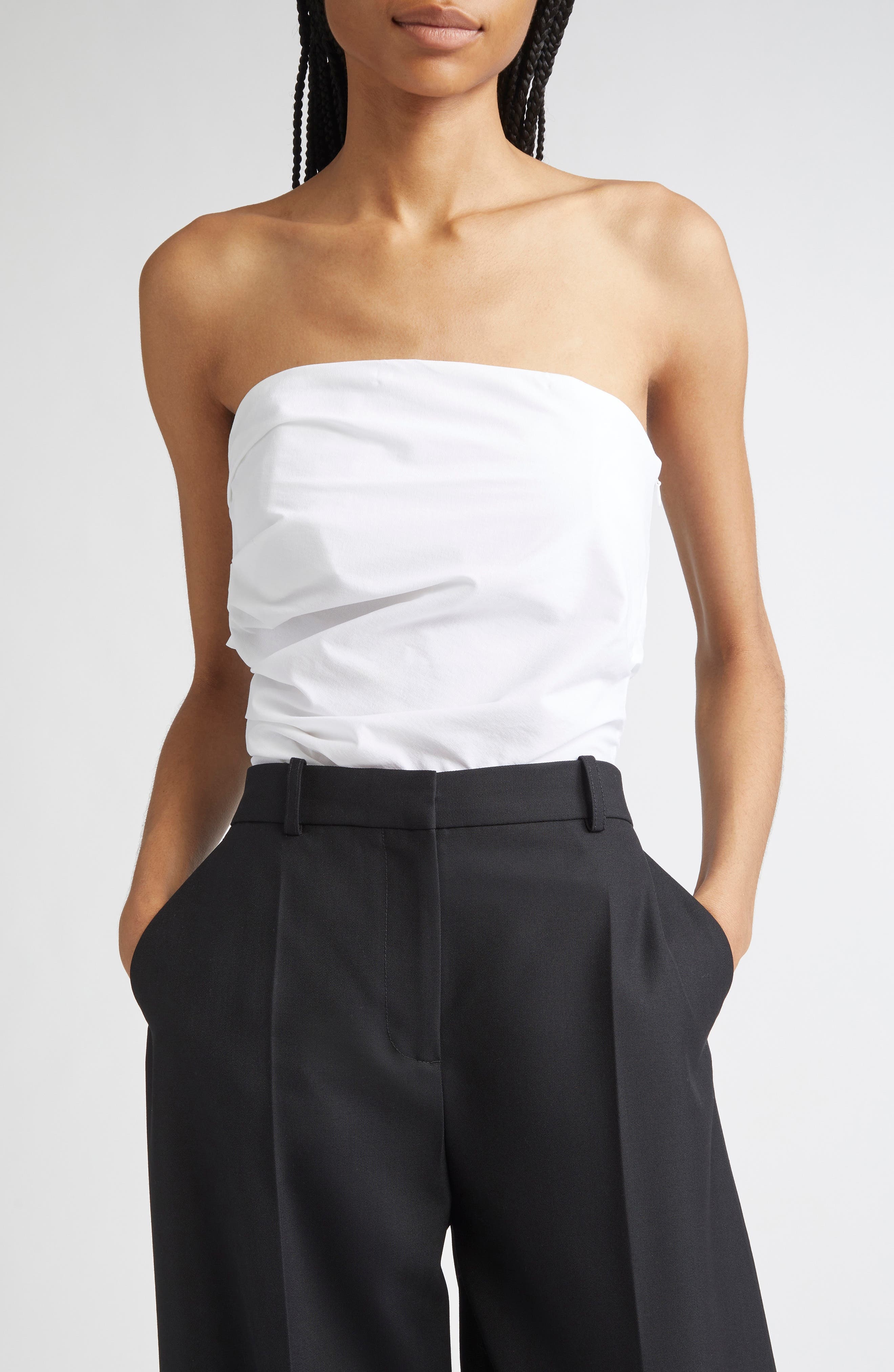 Proenza Schouler Lena Strapless Tie Back Top in Off White at Nordstrom - 4