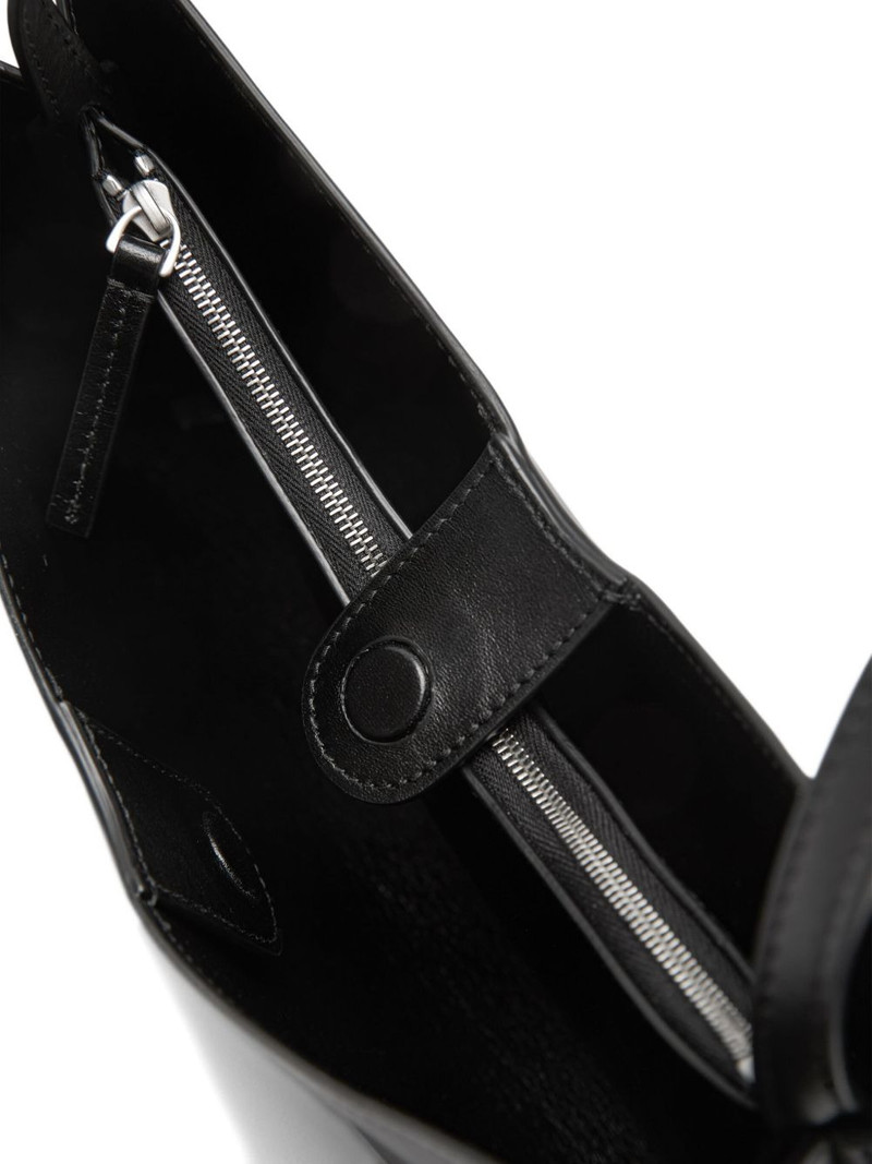 trapezoid leather tote bag 4