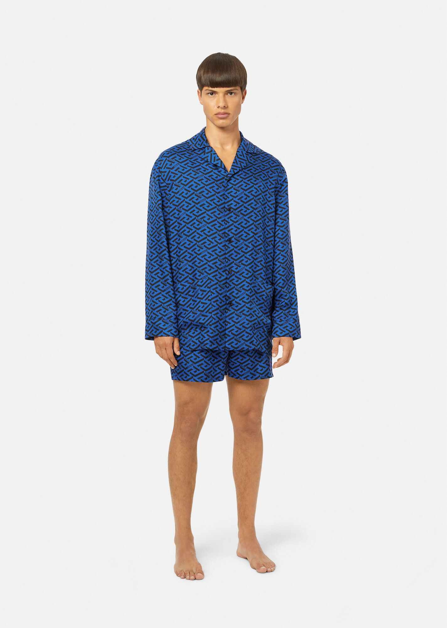 La Greca Print Silk Pyjama Shorts - 4