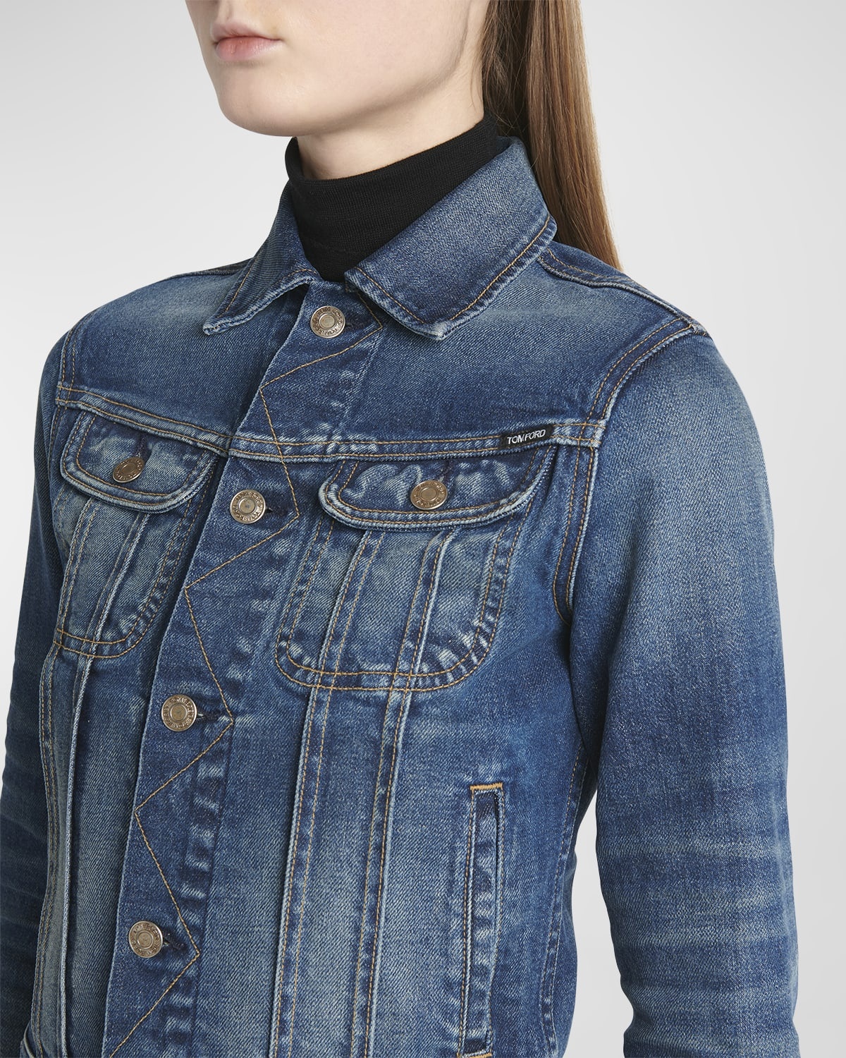 Comfort Stone Washed Denim Crop Jacket - 5