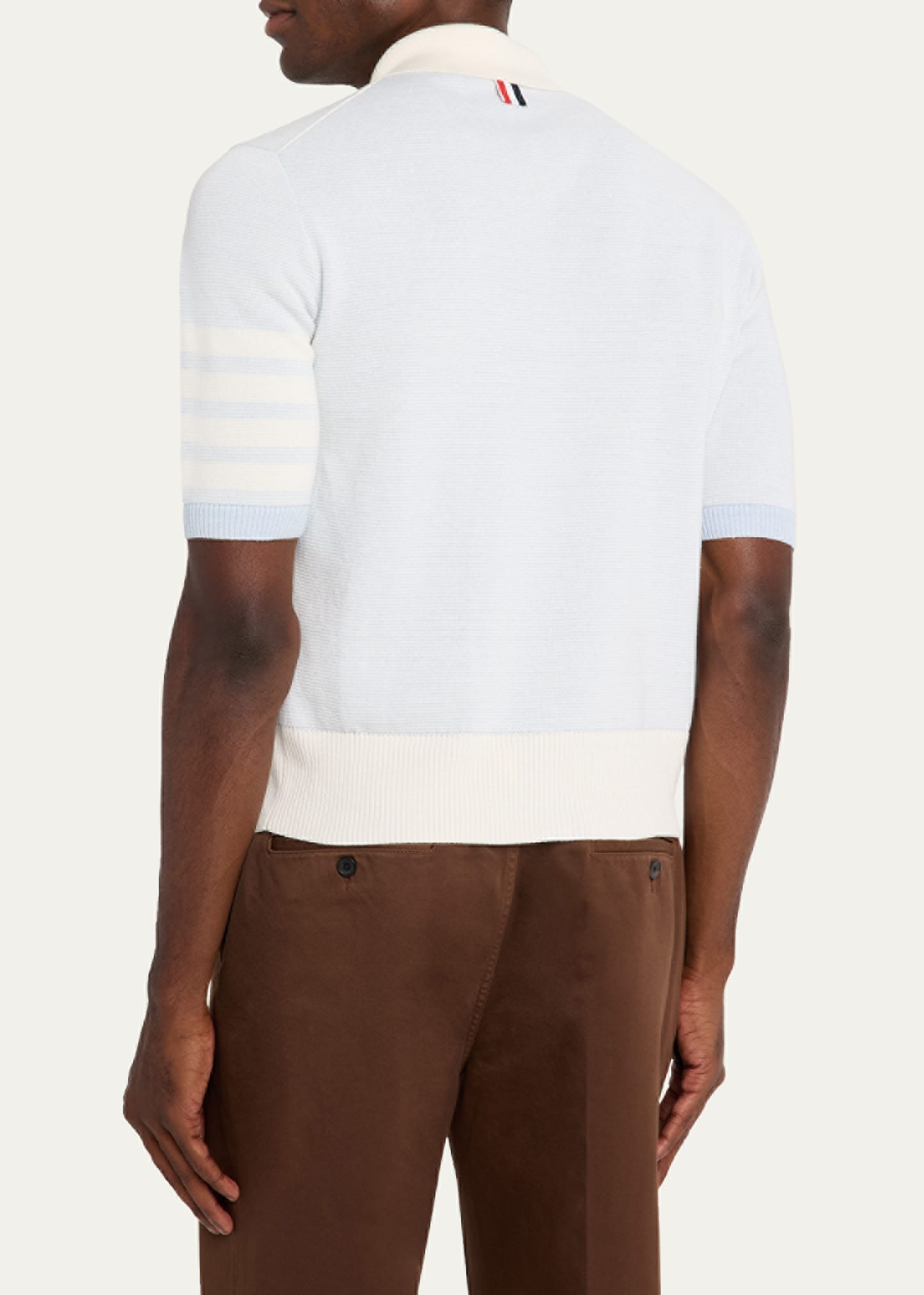 Men's Linen and Cotton Stripe-Sleeve Polo Shirt - 3