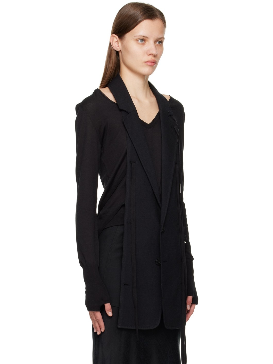 Black Self-Tie Vest - 2
