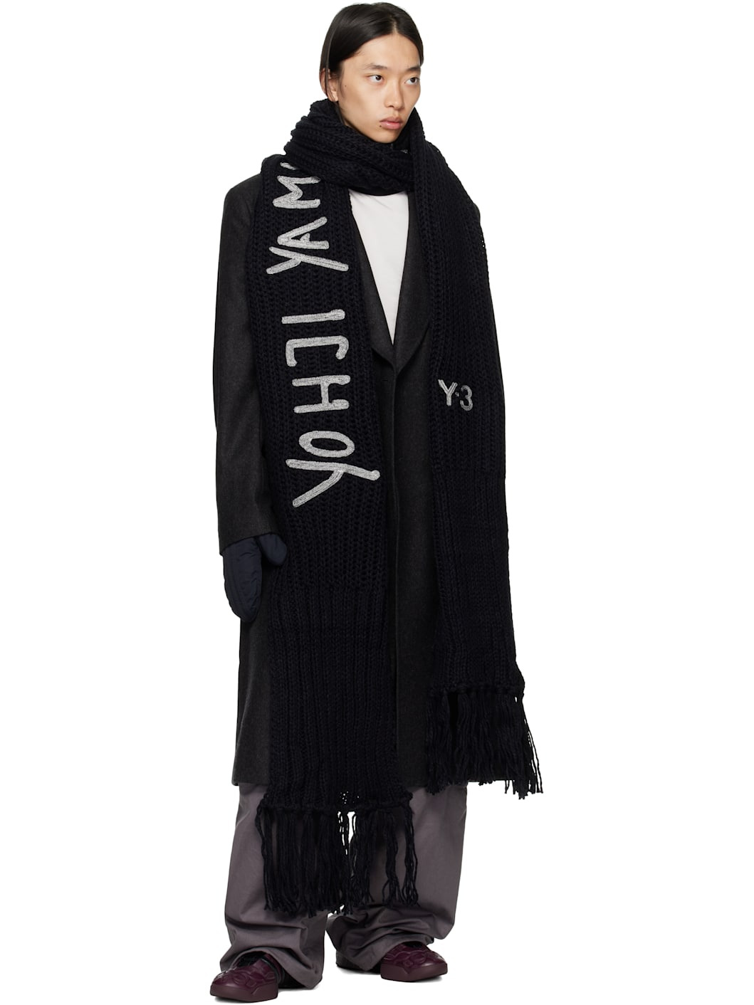 Black Oversized Chunky Knit Scarf - 4