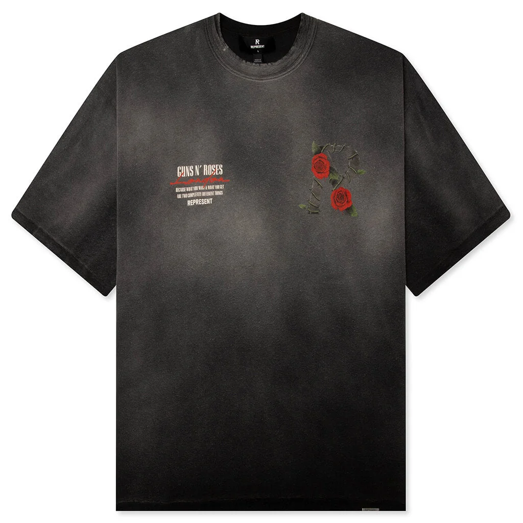 REPRESENT X GUNS N' ROSES TOUR T-SHIRT - STAINED BLACK - 1