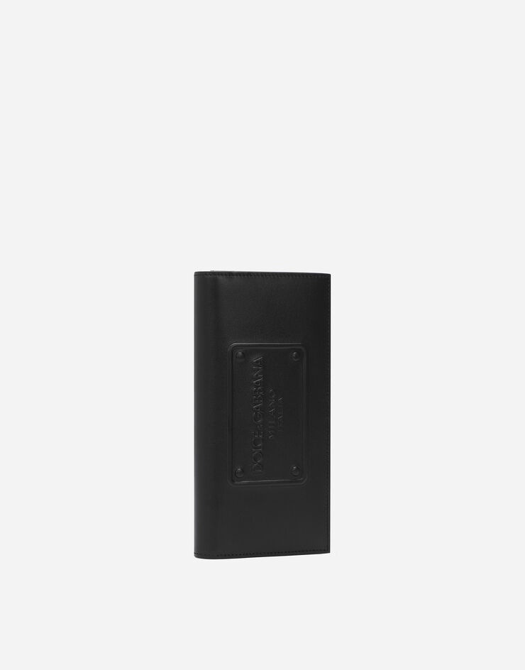Calfskin vertical wallet with raised logo - 2