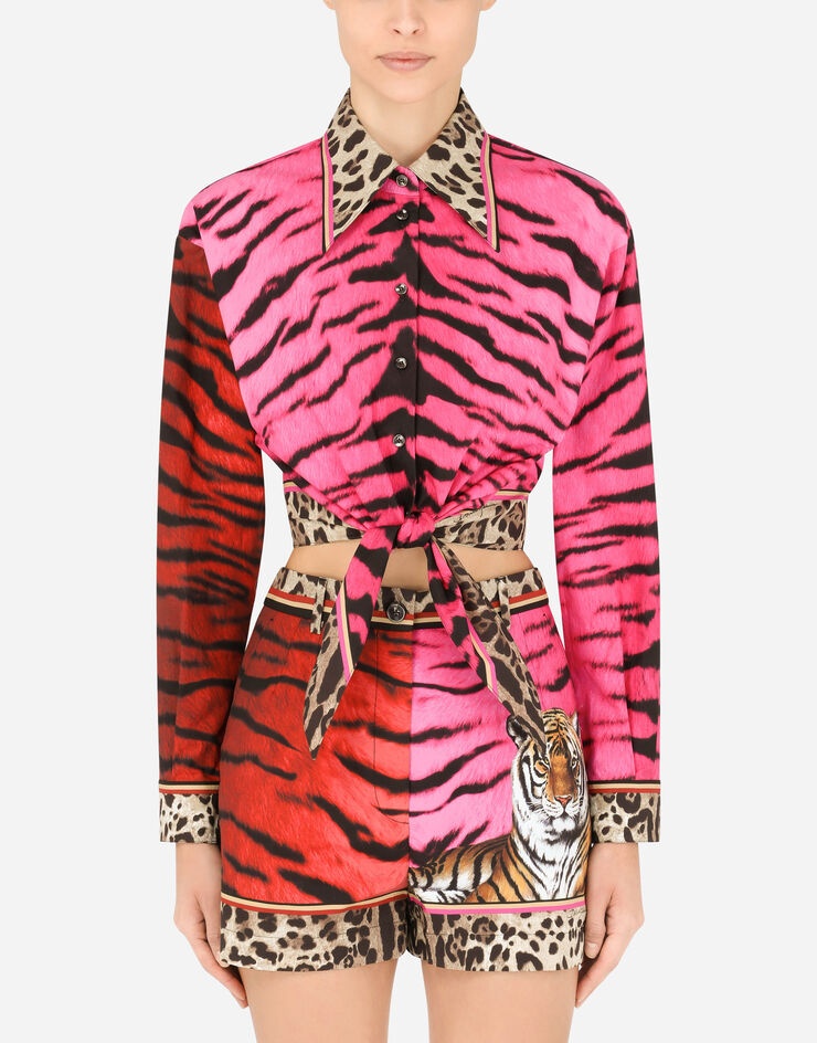 Tiger-print poplin shirt - 1