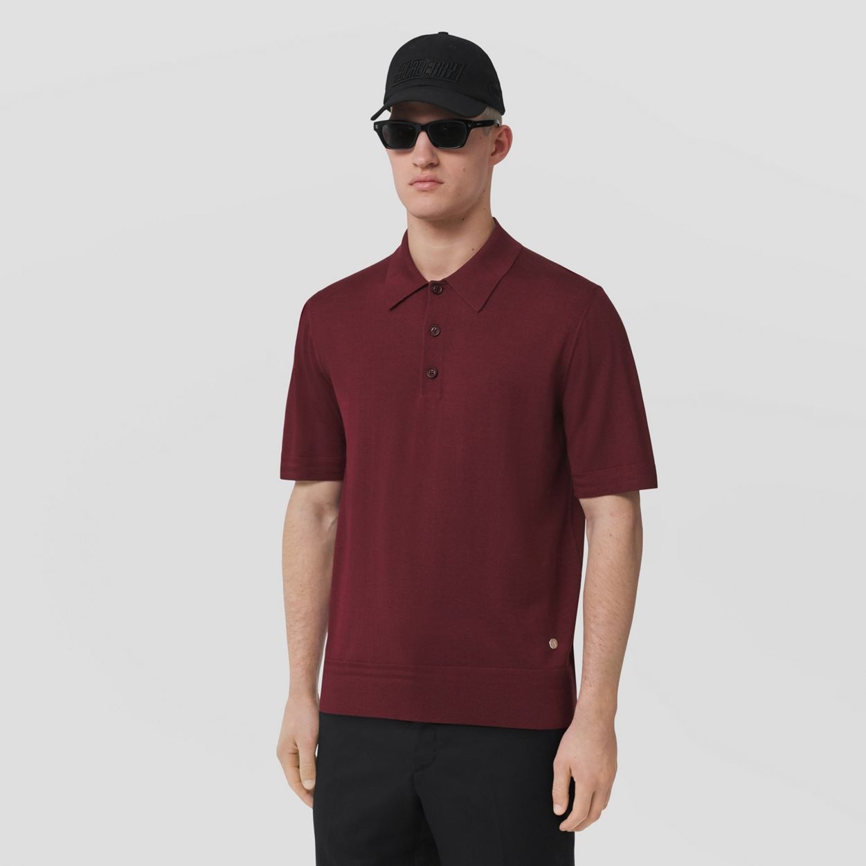 Monogram Motif Wool Silk Blend Polo Shirt - 6