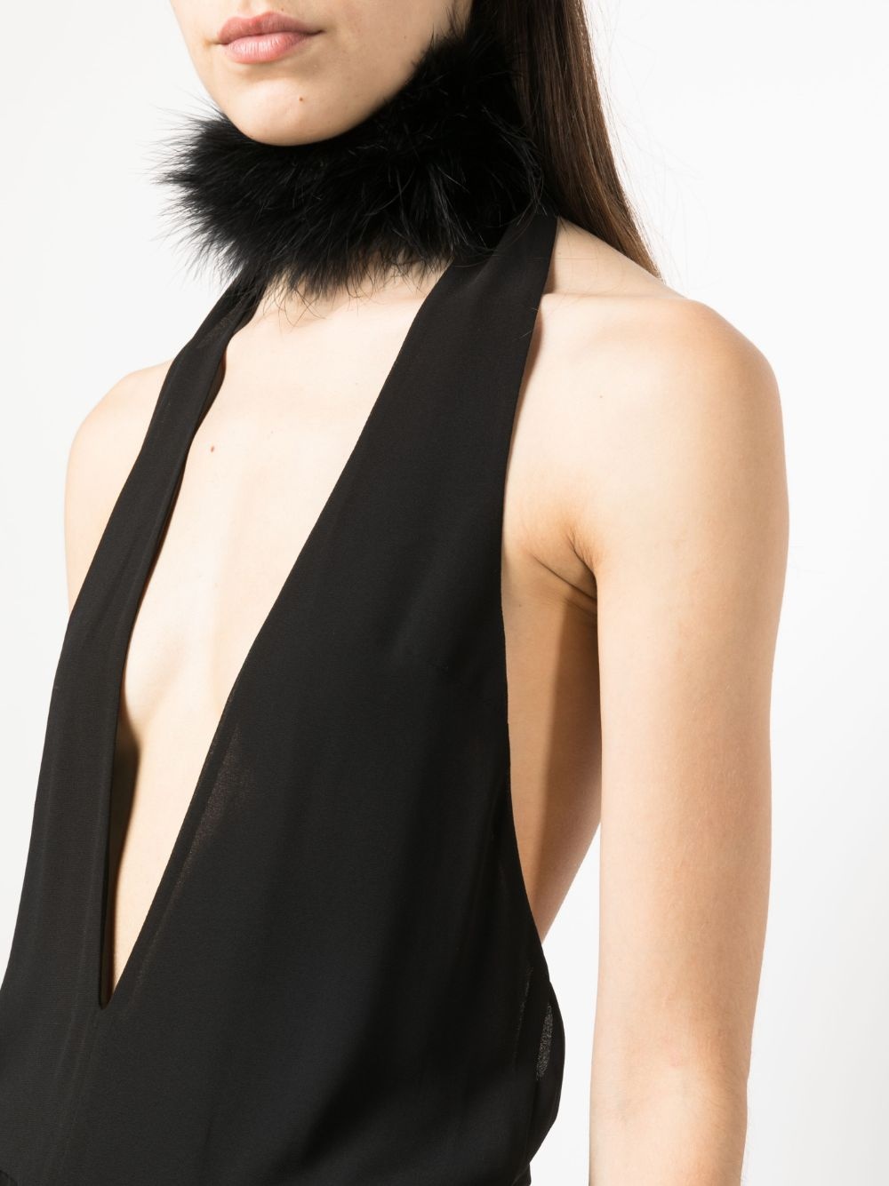 Salina feather-trim halterneck top - 4