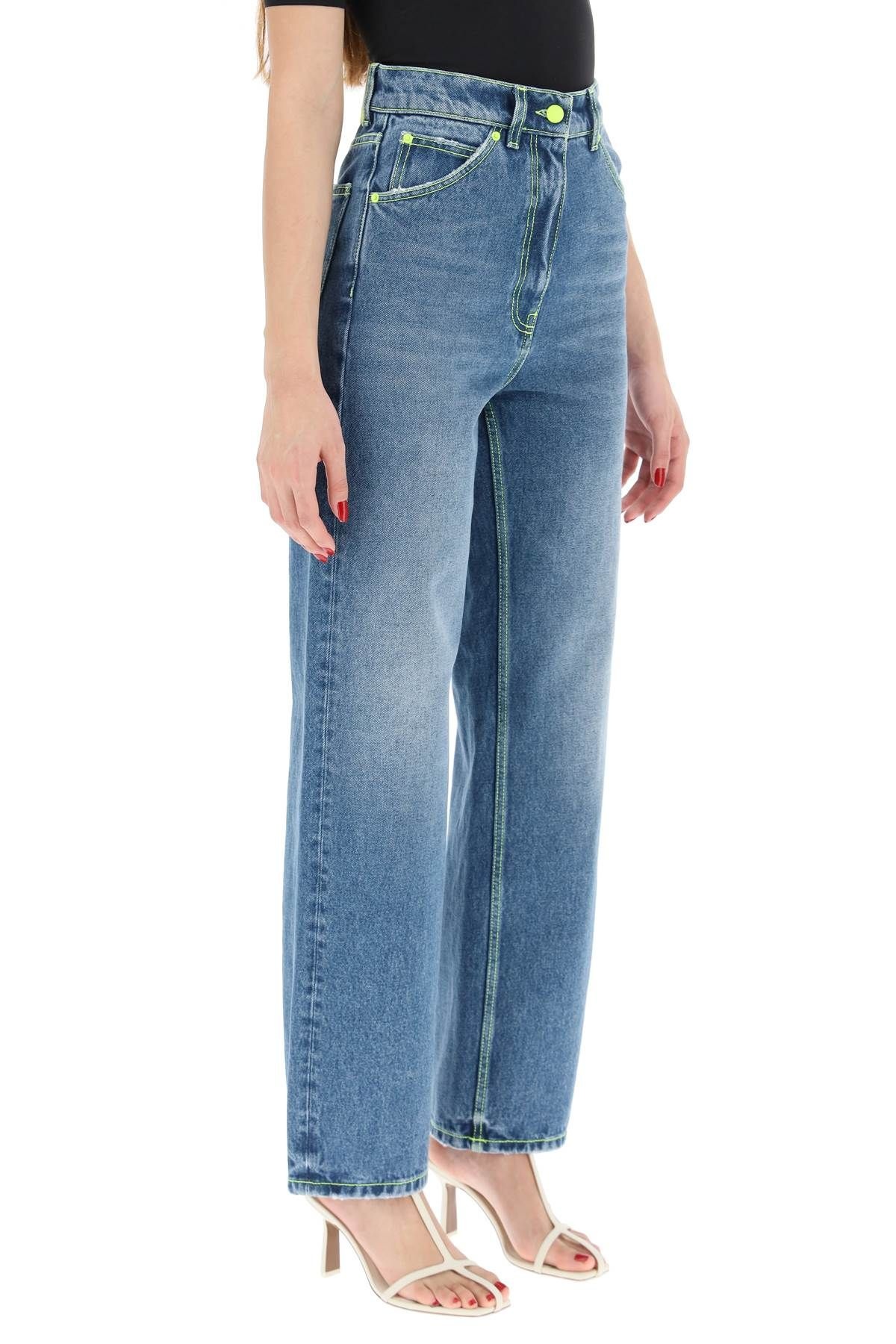 WIDE LEG JEANS WITH NEON STITCHING - 3