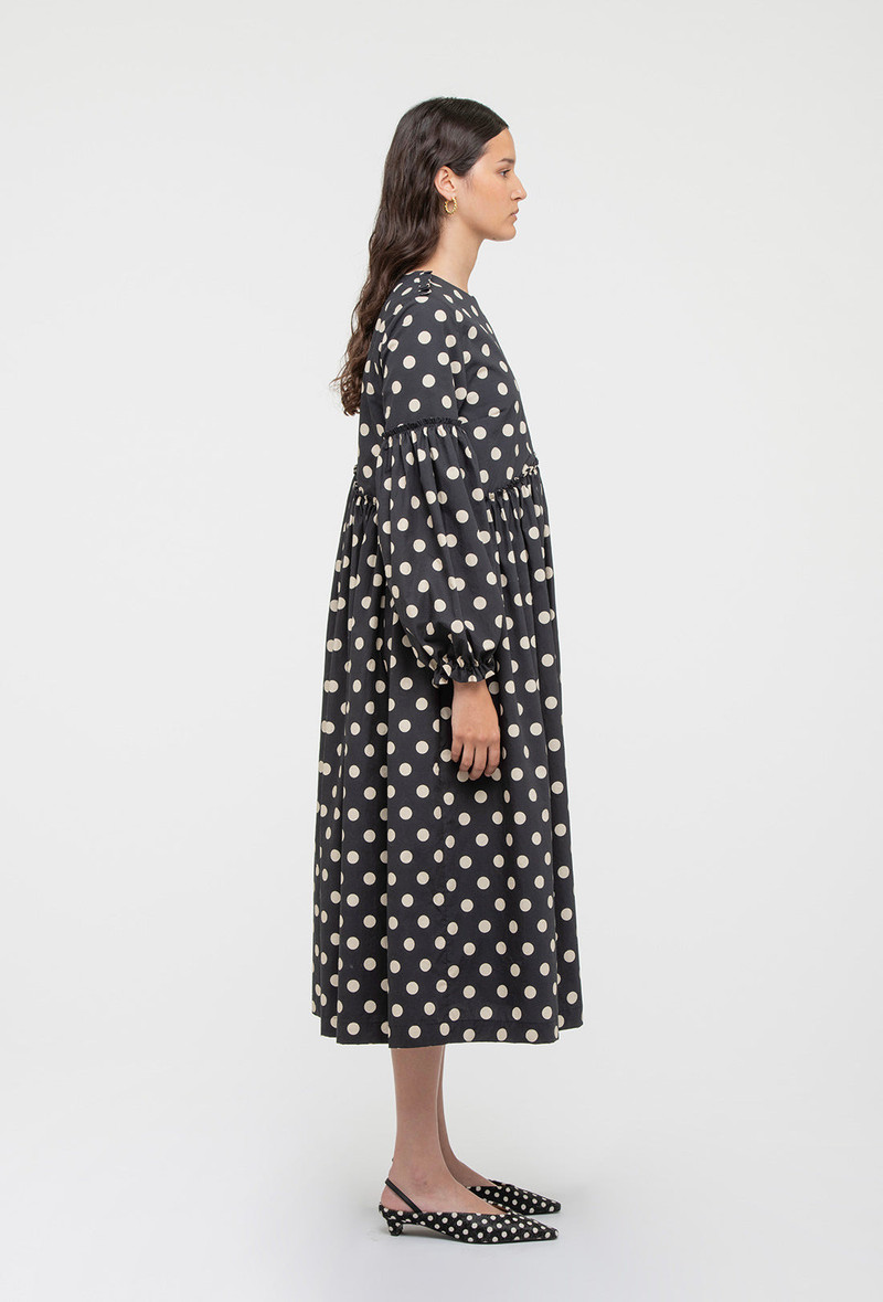 Fenella Dress - Black/Ecru Spot 4