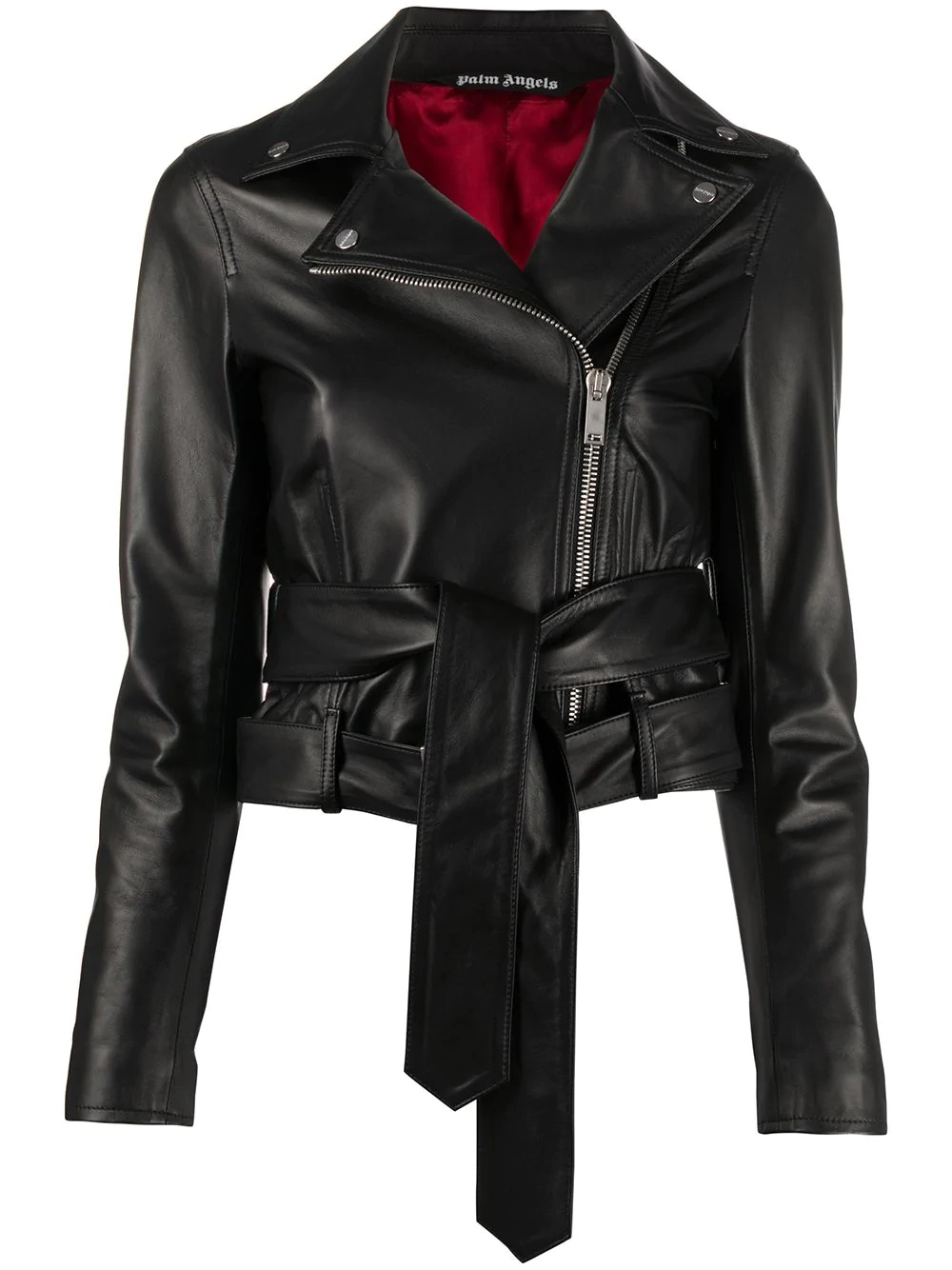 logo printed biker jacket - 1