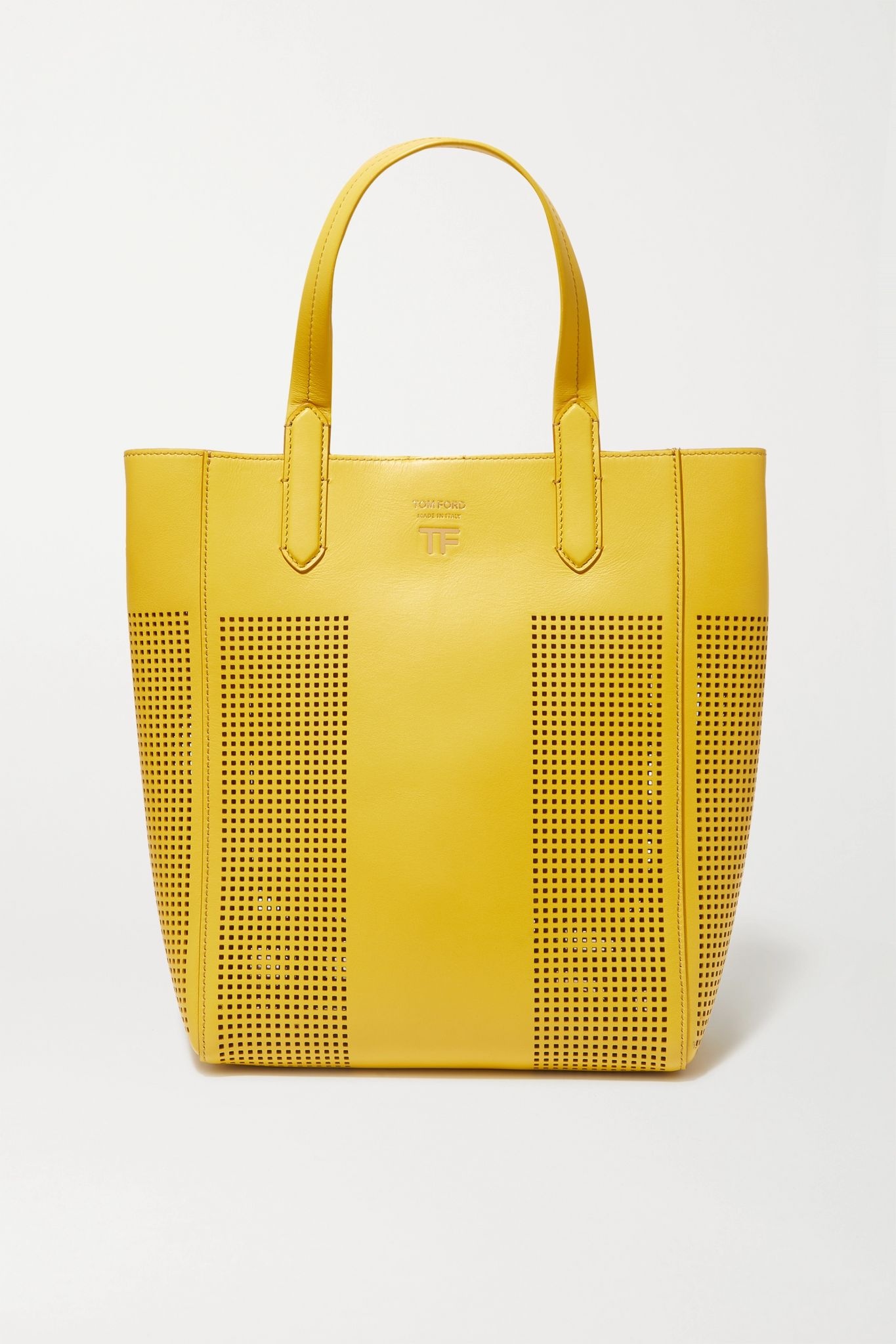 T medium perforated leather tote - 1