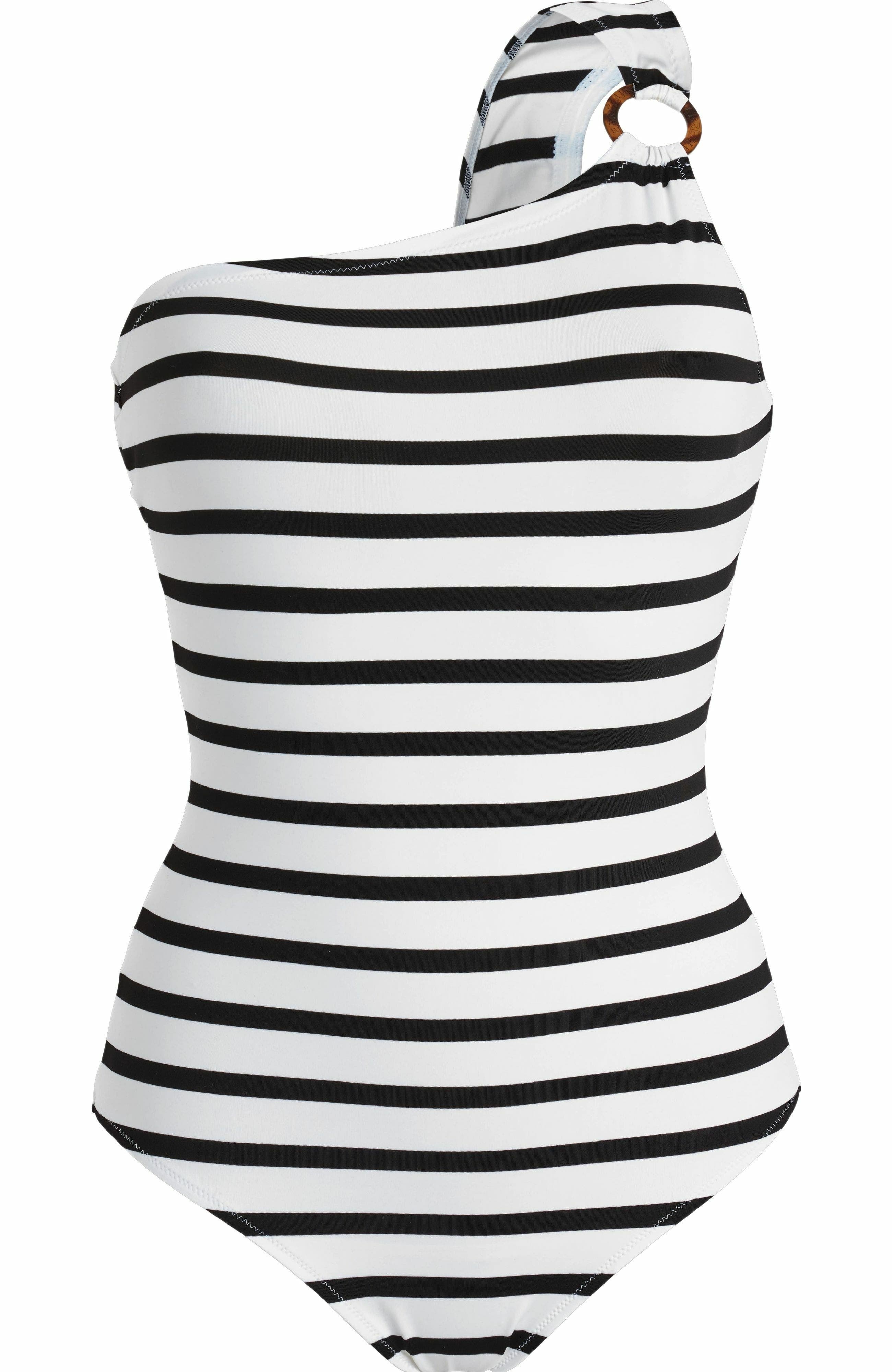 Vilebrequin Women's Rayures Asymmetric One-Piece in Noir Blanc at Nordstrom - 3