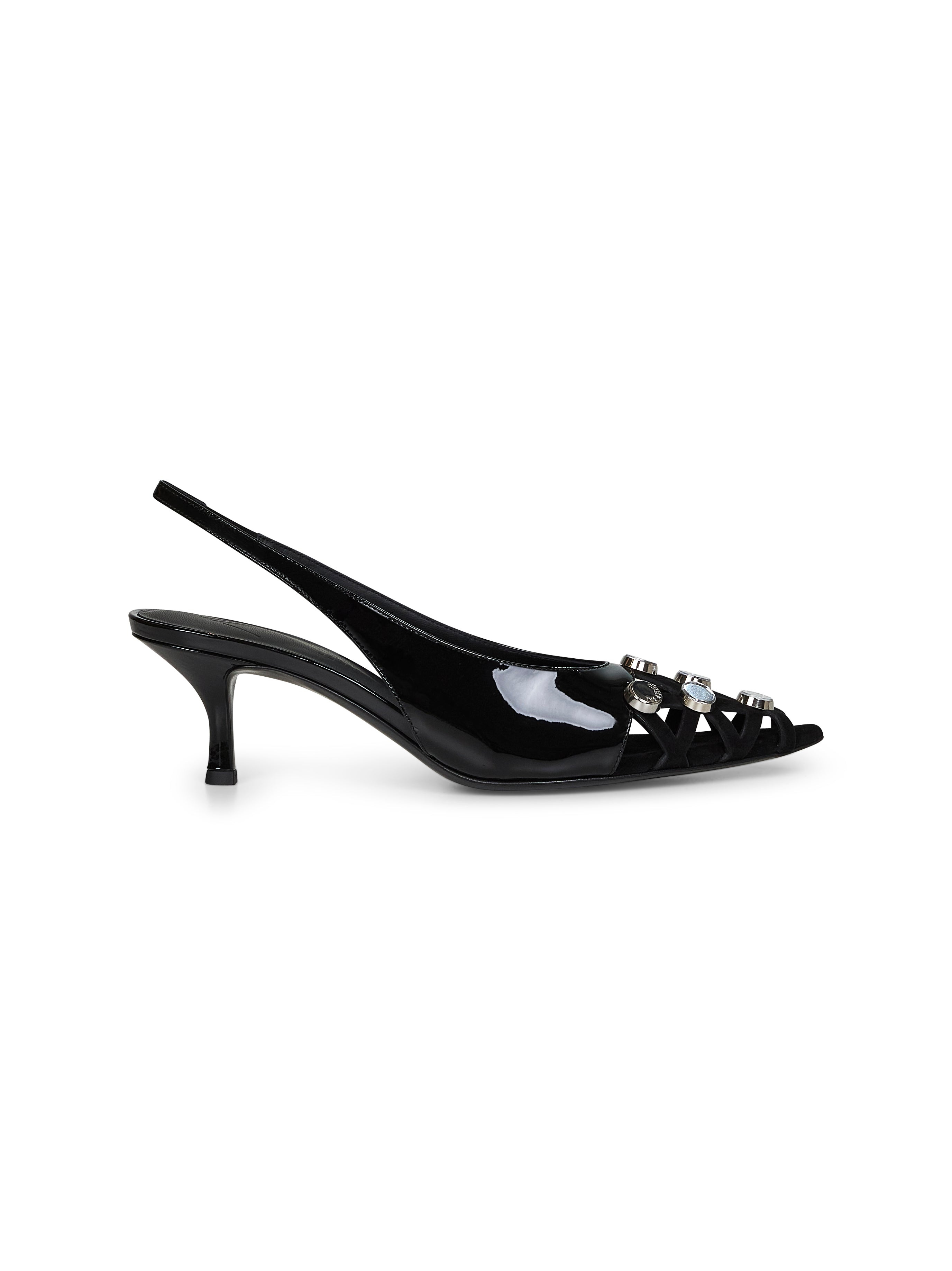 The Attico Women Black Patent Leather And Suede '"Fiona'" Slingback Pumps - 1