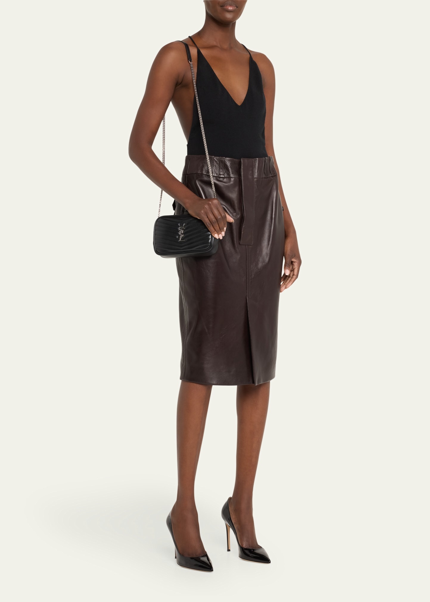 Lou Mini YSL Camera Bag in Smooth Quilted Leather - 5