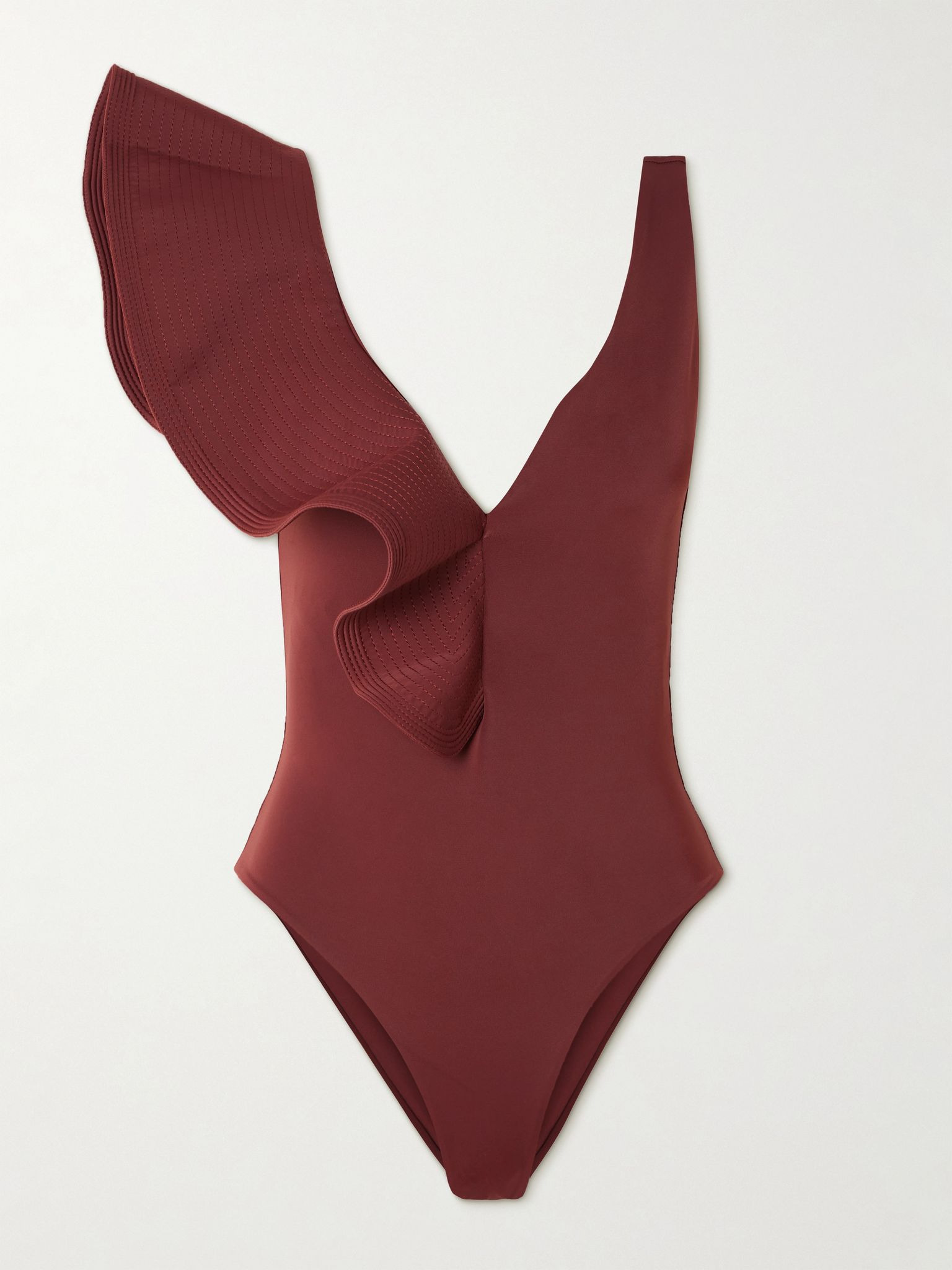Boleros Y Voleros ruffled swimsuit Burgundy - 1