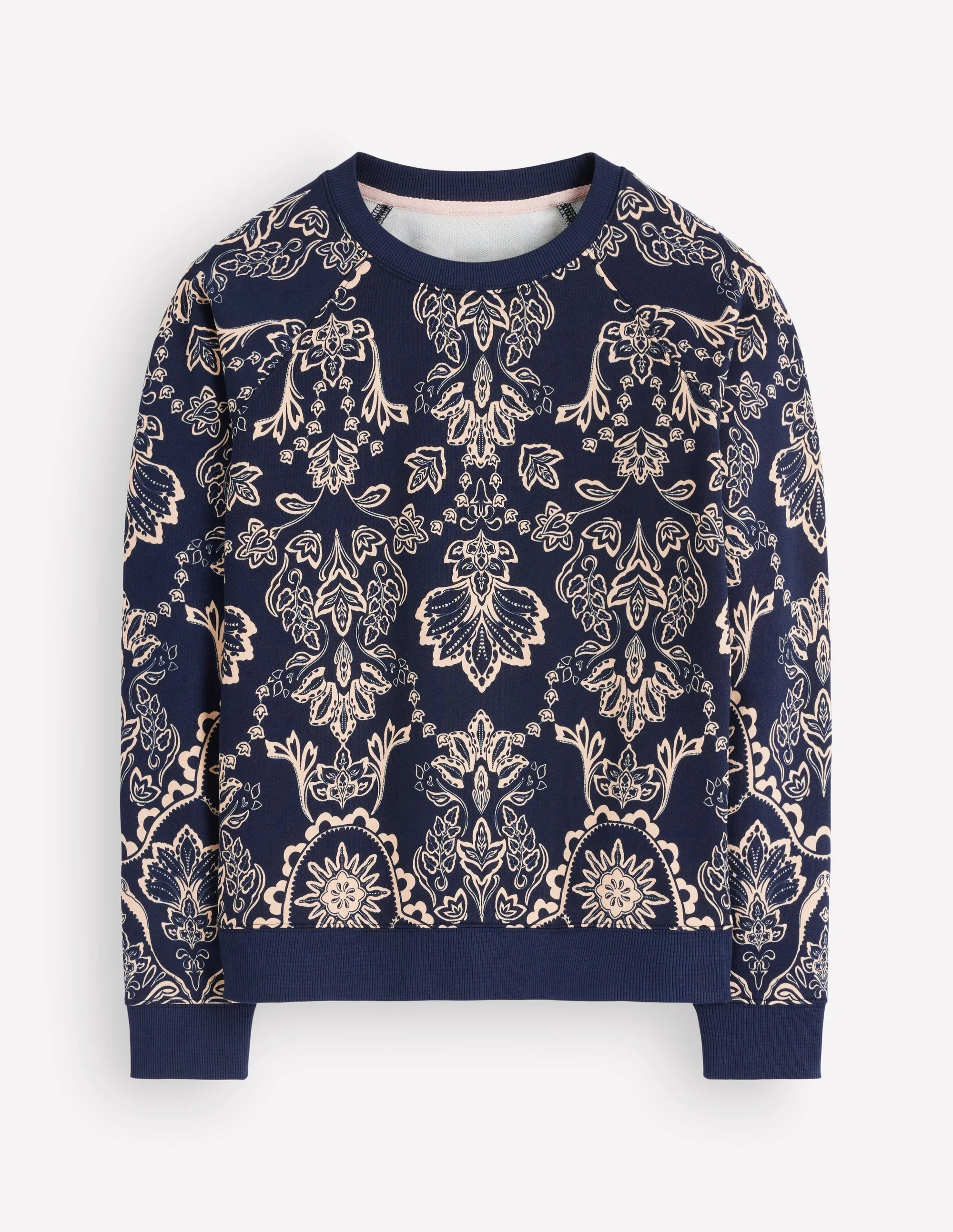 Rosa Printed Sweatshirt-Navy, Floral Print - 1
