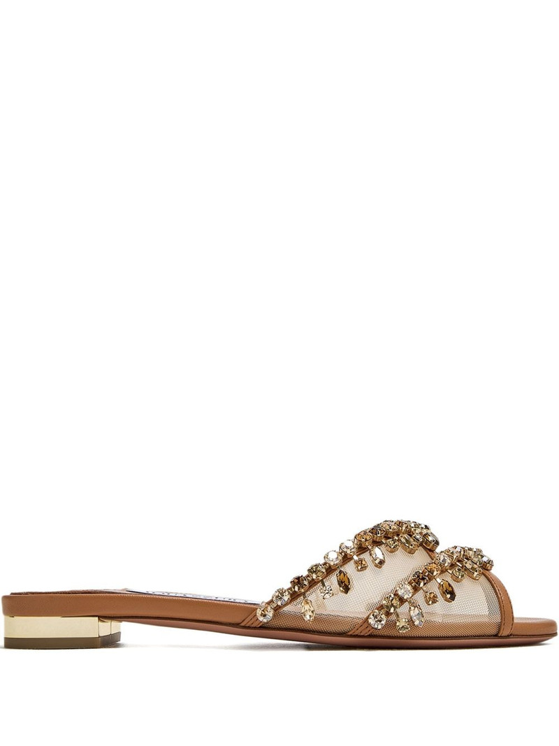 AQUAZZURA Temptation crystal-embellished mesh sandals outlook