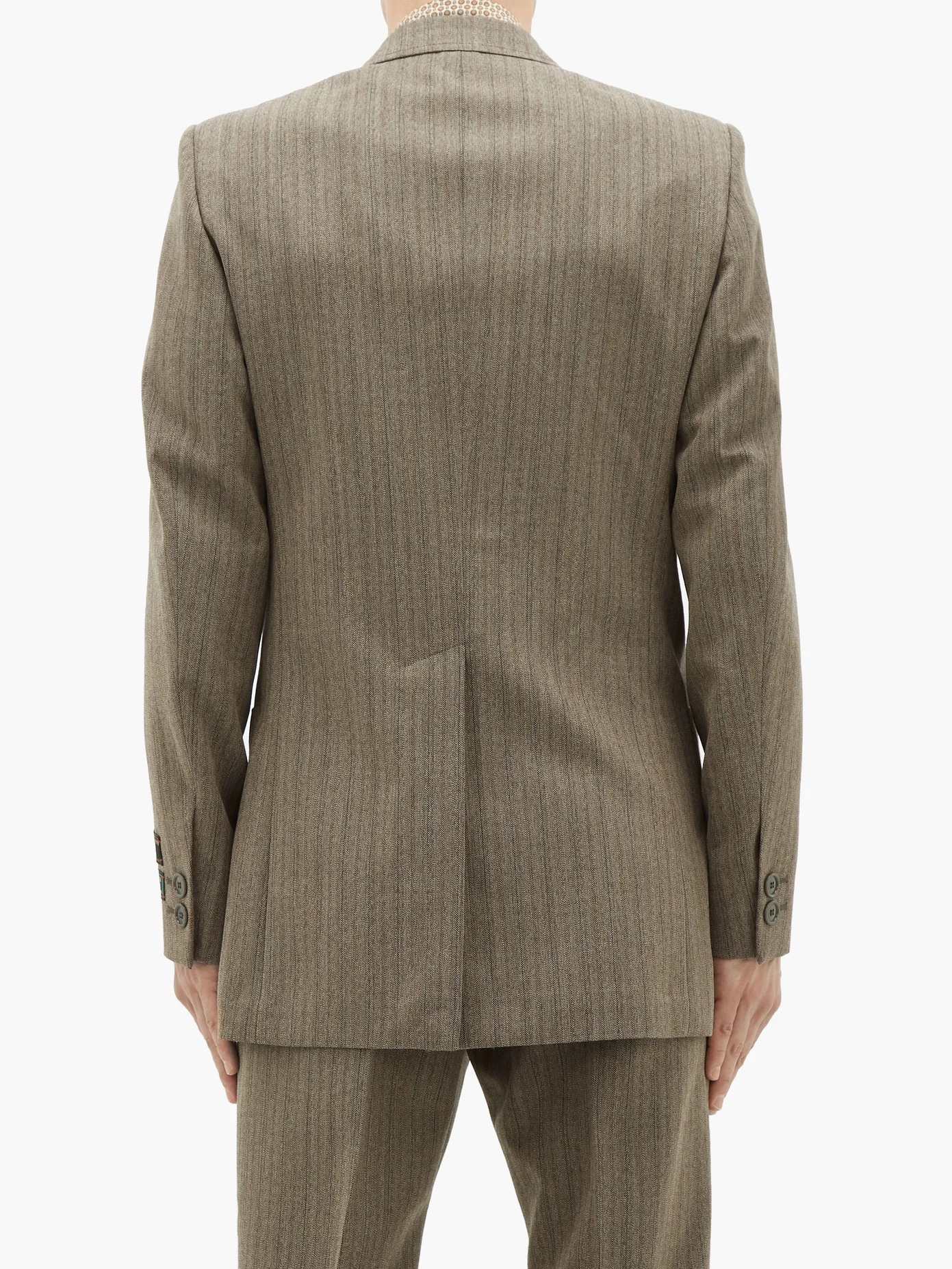 Single-breasted herringbone wool-blend blazer - 5