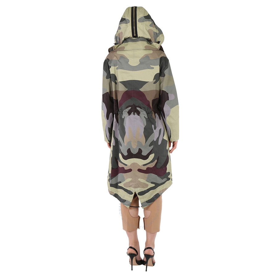 Burberry Ladies Sage Green Single-Breasted Camouflage-Print Cotton Parka - 6