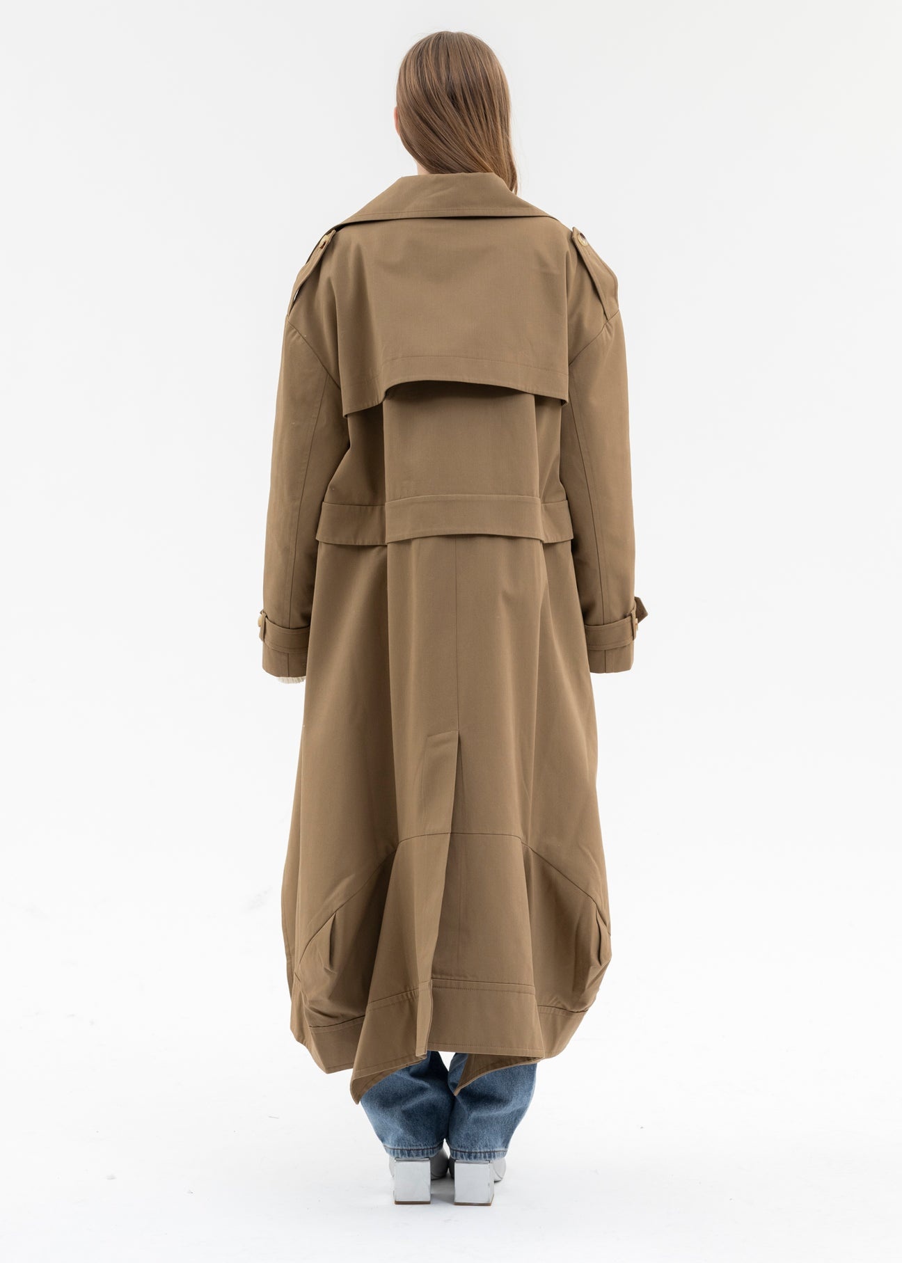 KHAKI DETACHABLE TRENCH COAT - 5