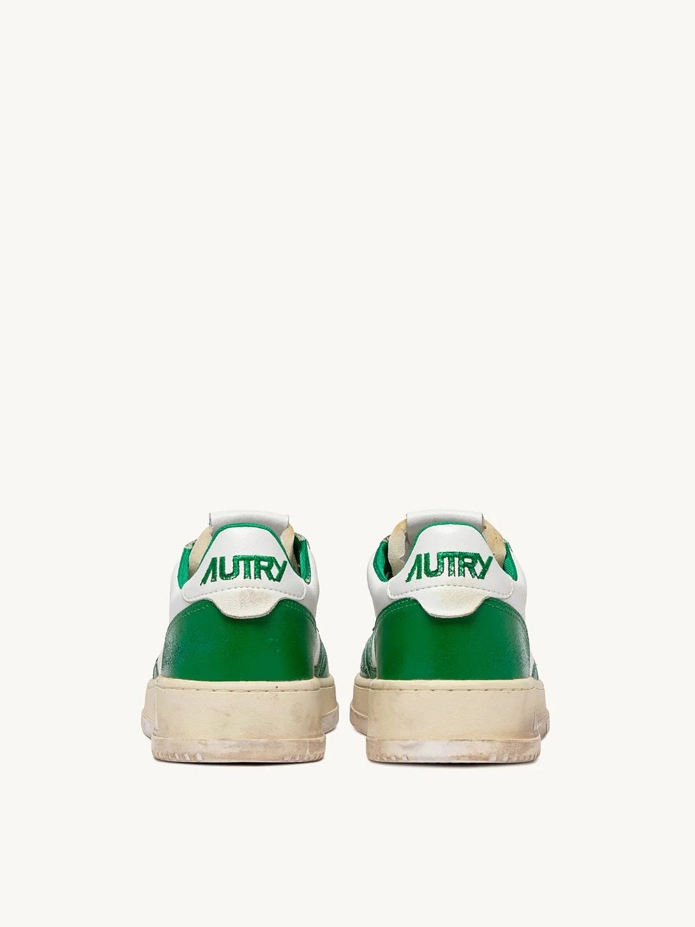 Autry In White And Green Leather With Worn Effect - 3