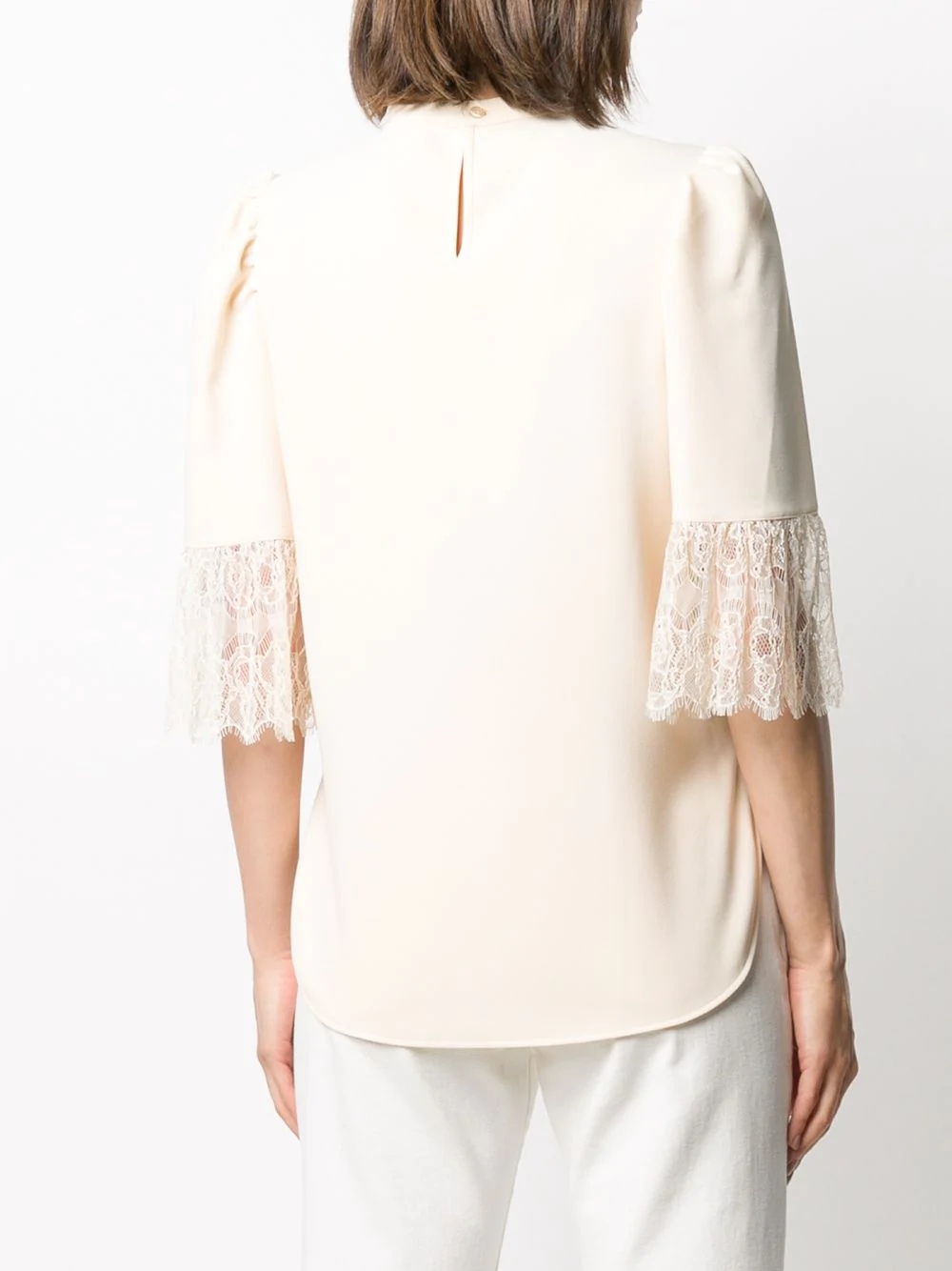 lace-panelled crepe blouse - 4