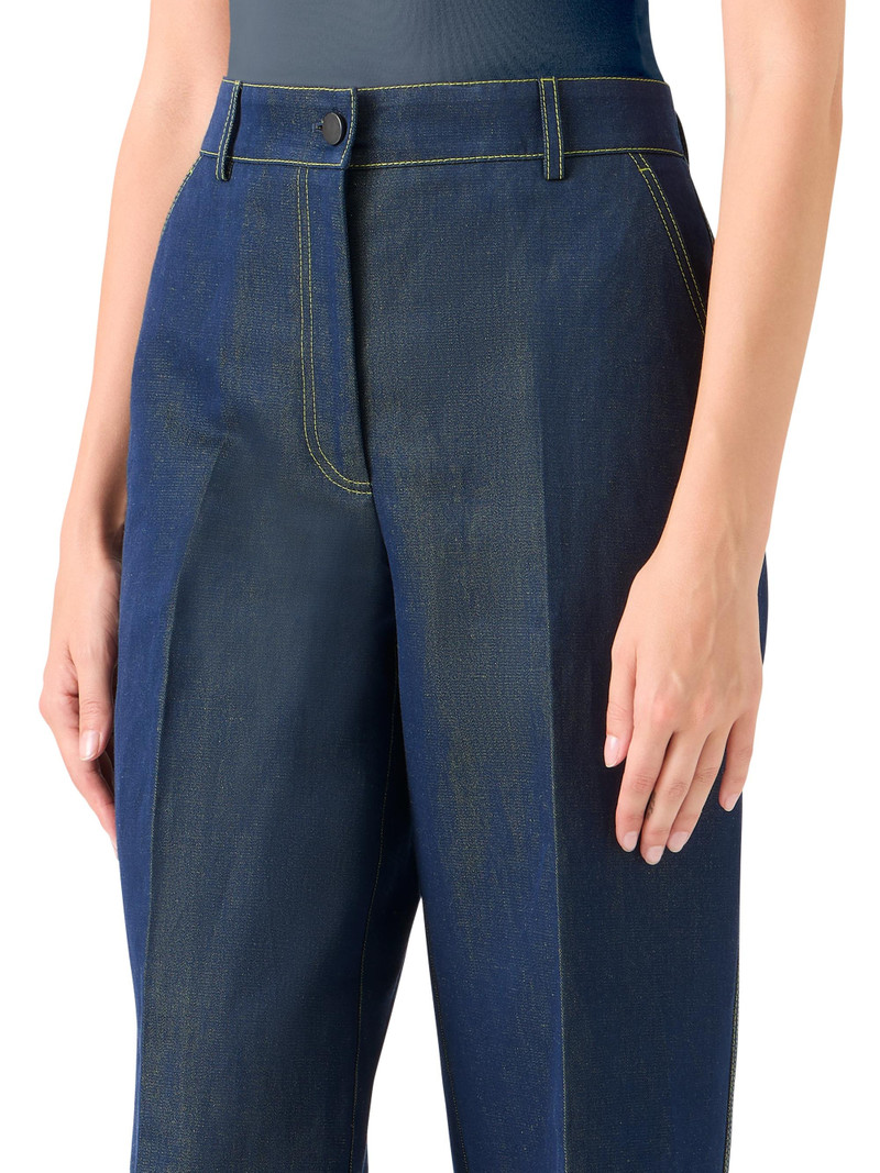 Women's Chiara Changeant Denim Wide-Leg Pants - Medium Blue Denim Lemon 5