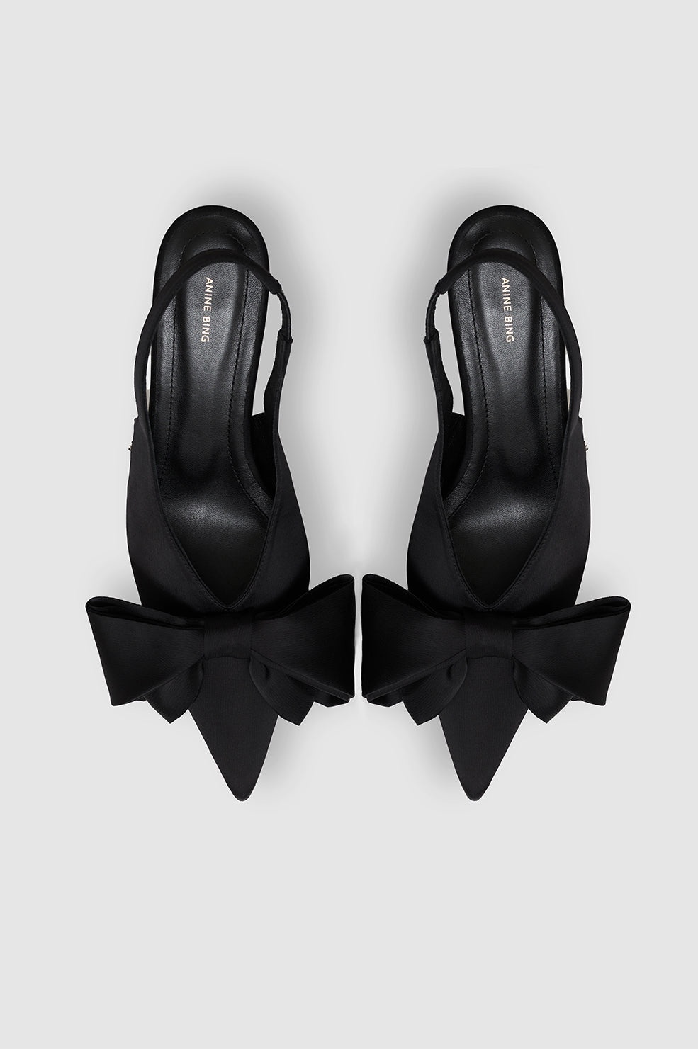 Nina Heels With Bow - Black Satin - 2