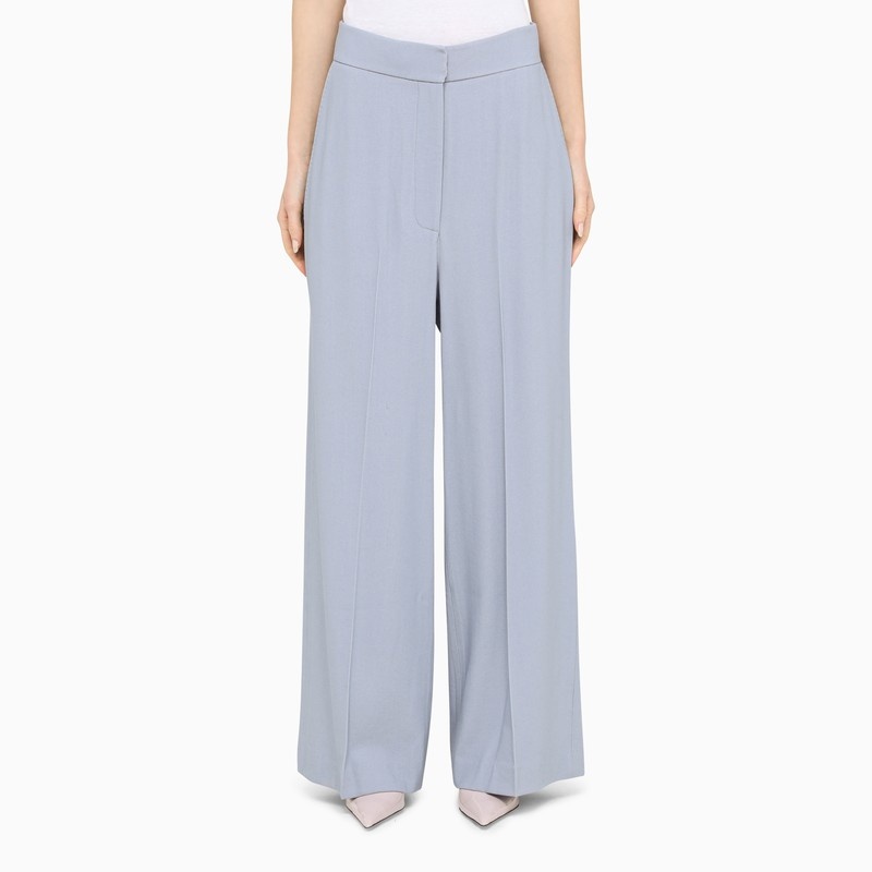 Light blue wool and viscose wide trousers - 1